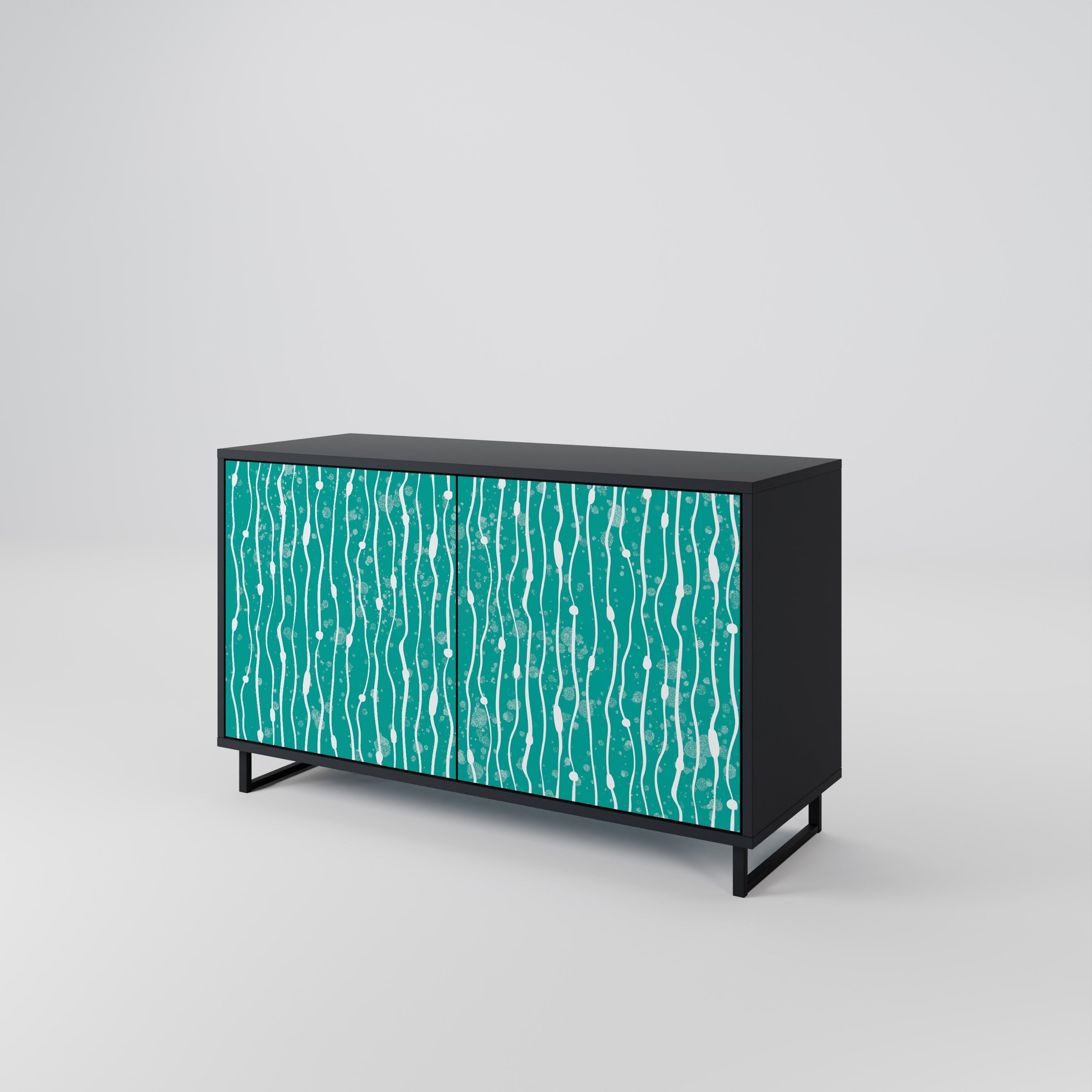 TURQUOISE RAIN Sideboard mit 2 Türen in Schwarz