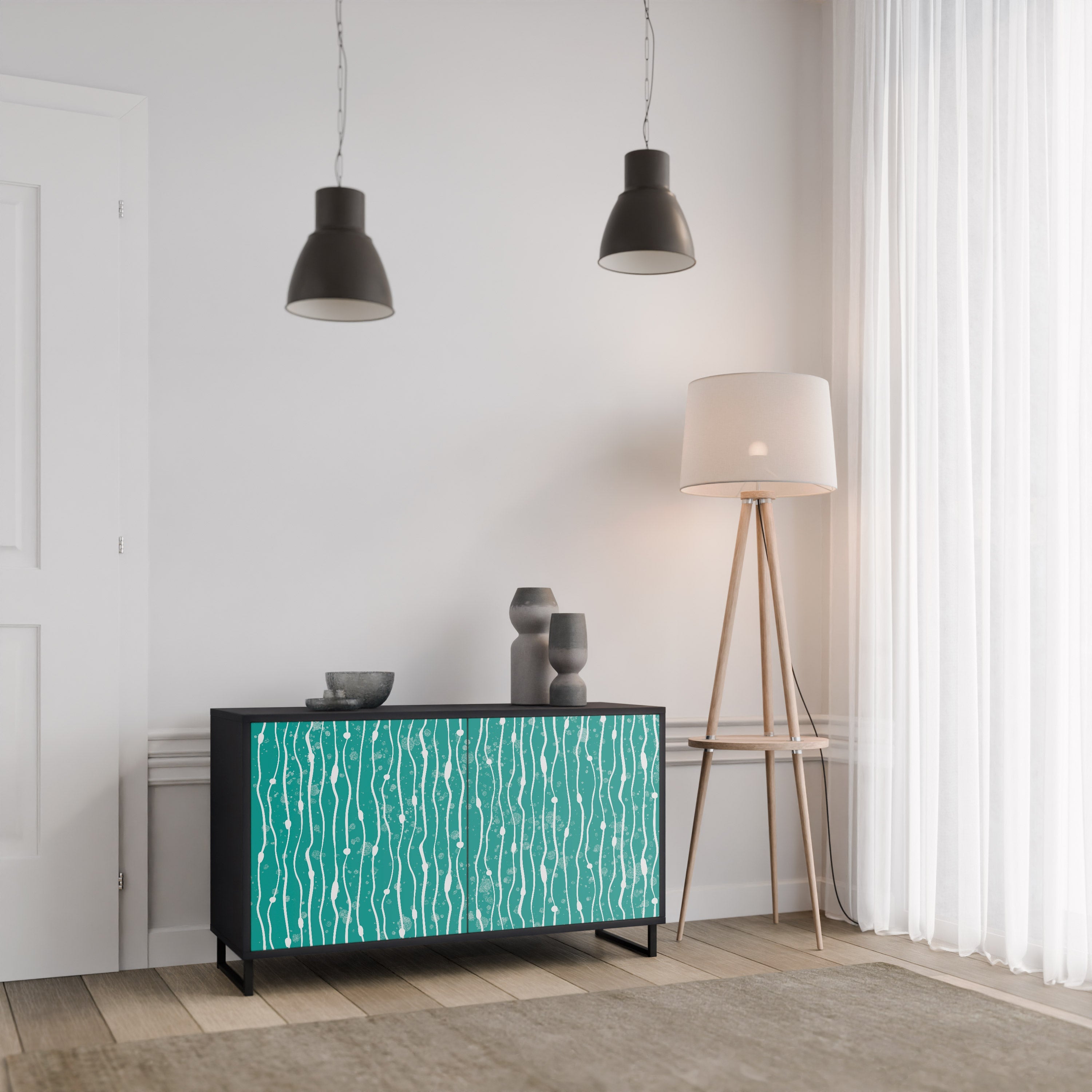 TURQUOISE RAIN Sideboard mit 2 Türen in Schwarz