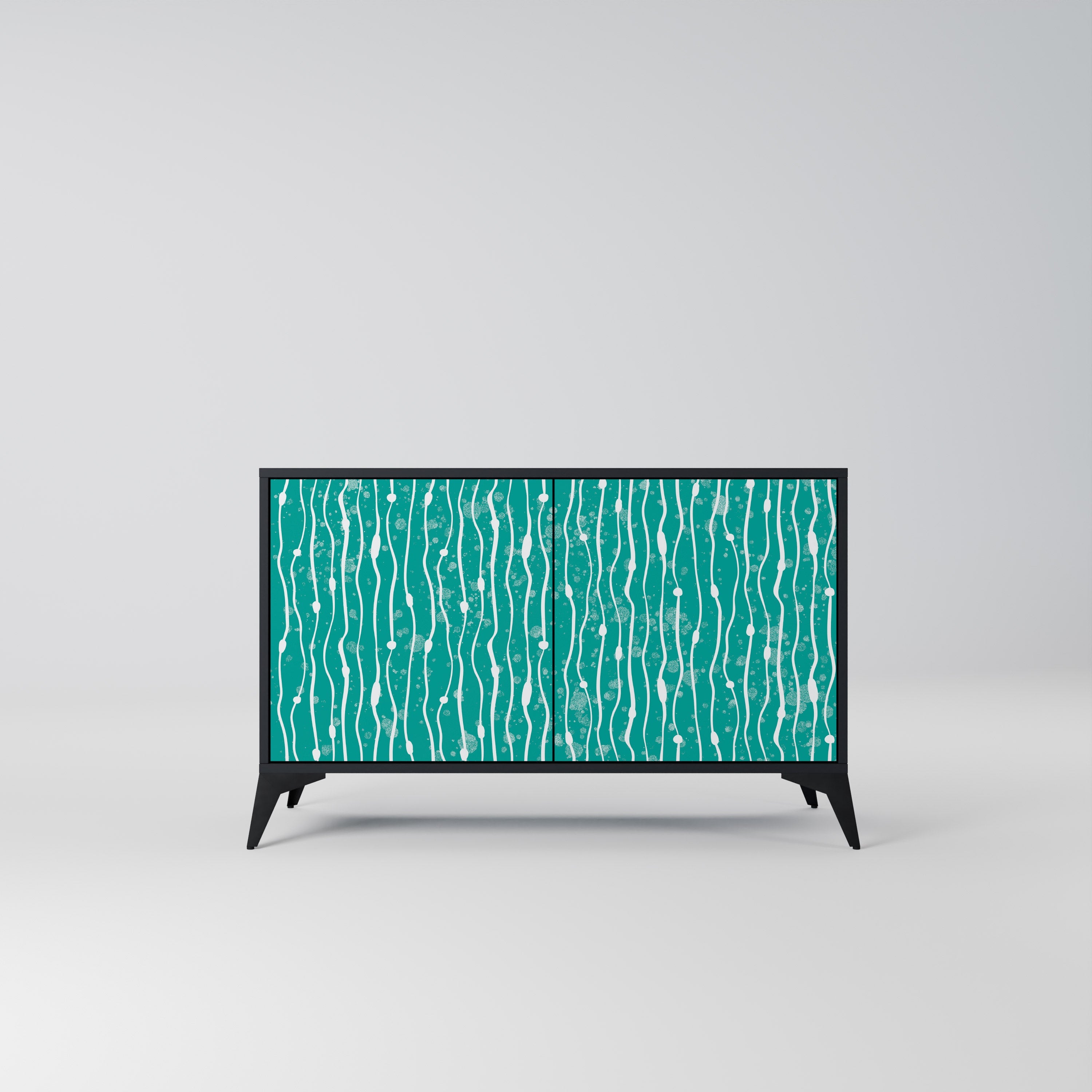 TURQUOISE RAIN 2-Door Sideboard in Black Finish