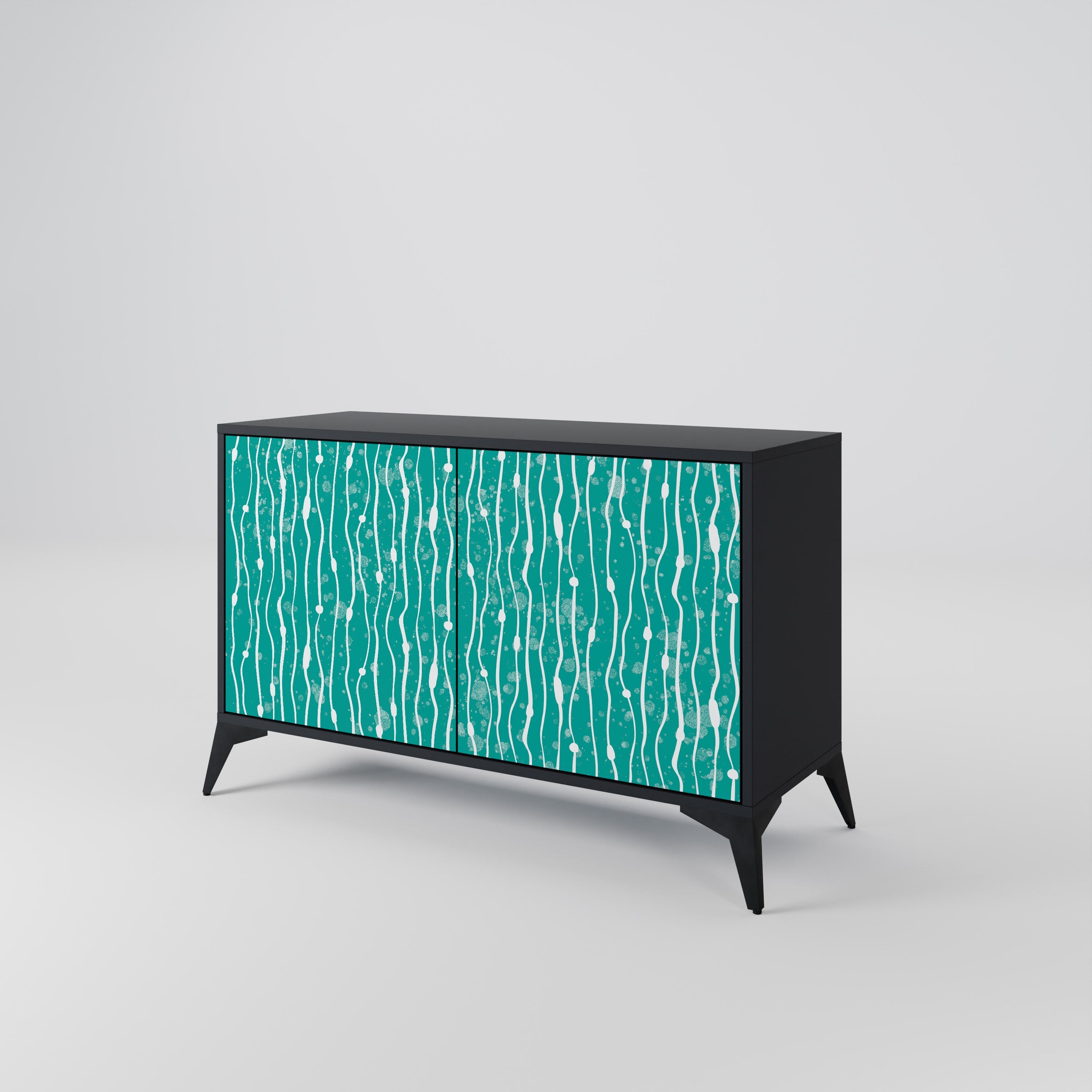 TURQUOISE RAIN Sideboard mit 2 Türen in Schwarz