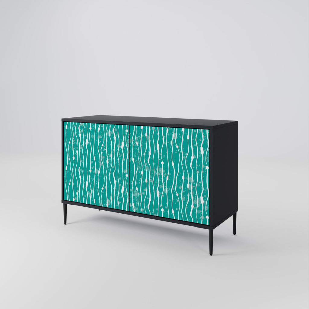 TURQUOISE RAIN Sideboard mit 2 Türen in Schwarz