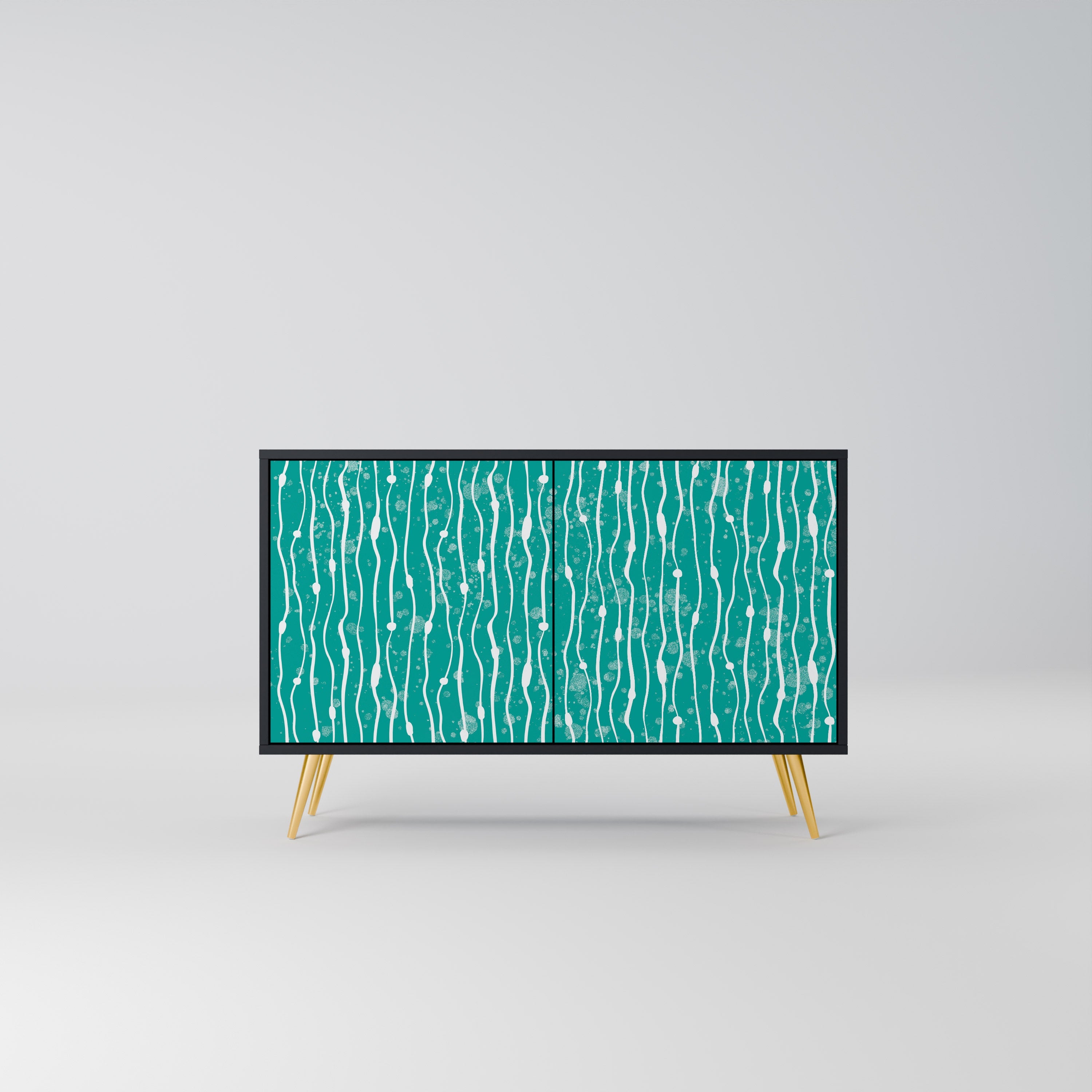 TURQUOISE RAIN 2-Door Sideboard in Black Finish