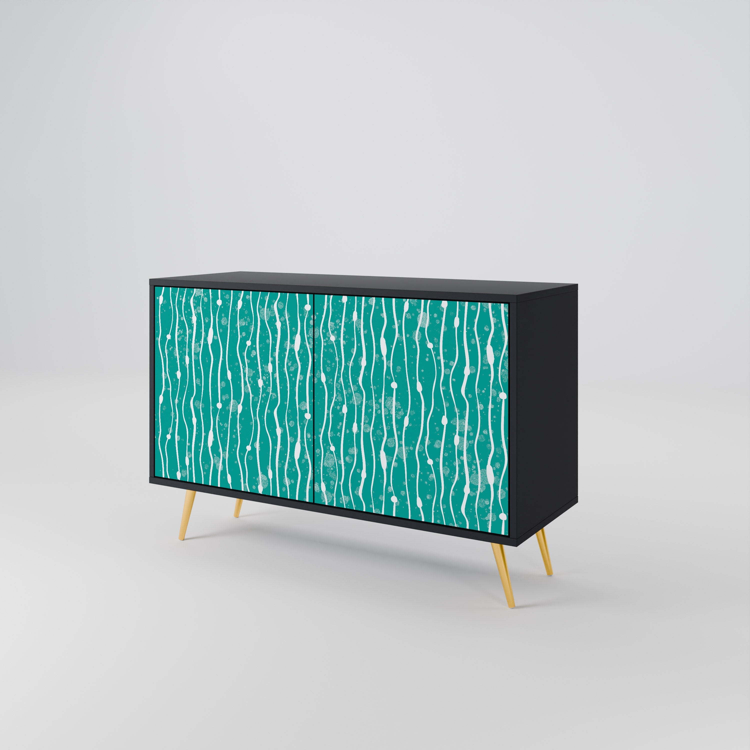 TURQUOISE RAIN Sideboard mit 2 Türen in Schwarz