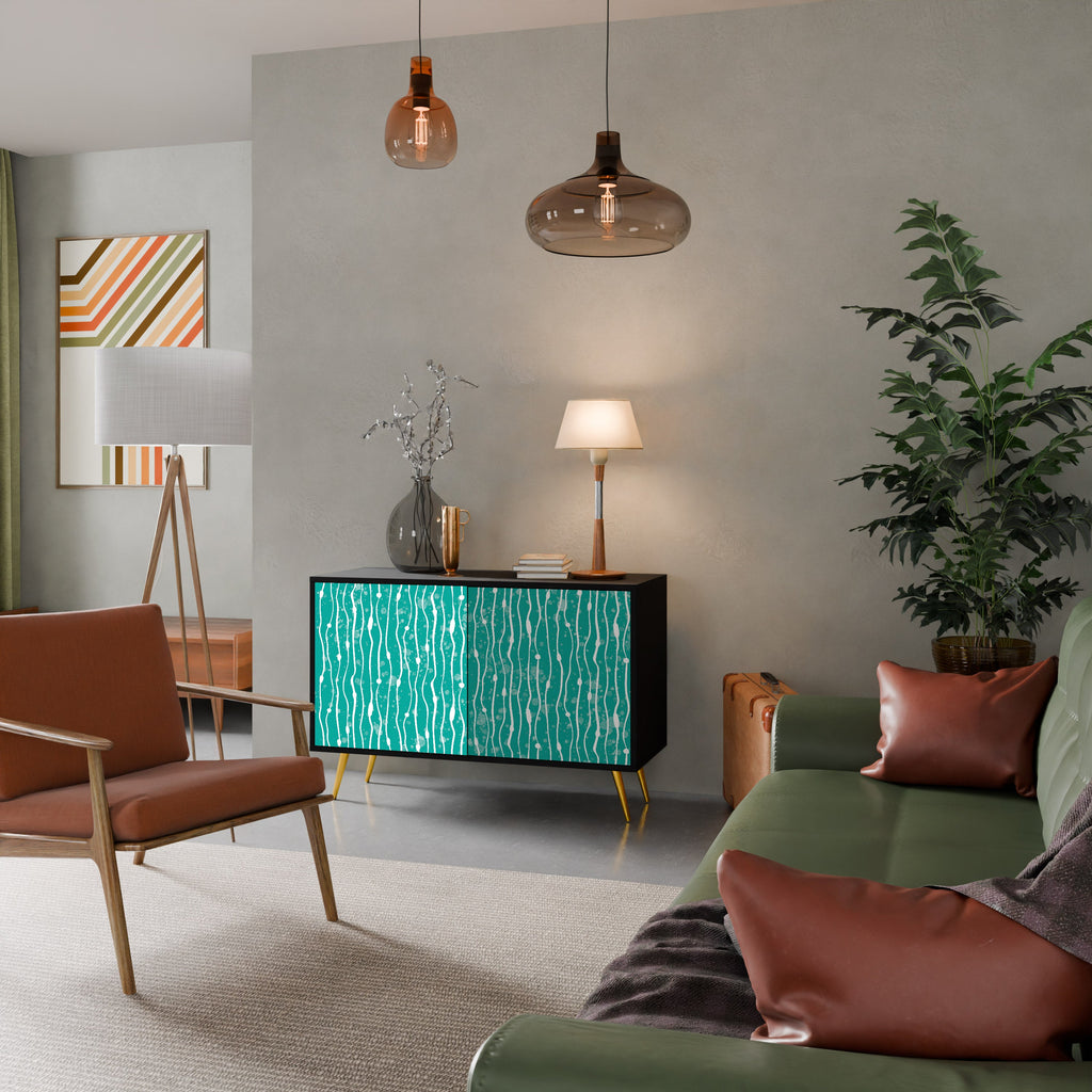 TURQUOISE RAIN Sideboard mit 2 Türen in Schwarz