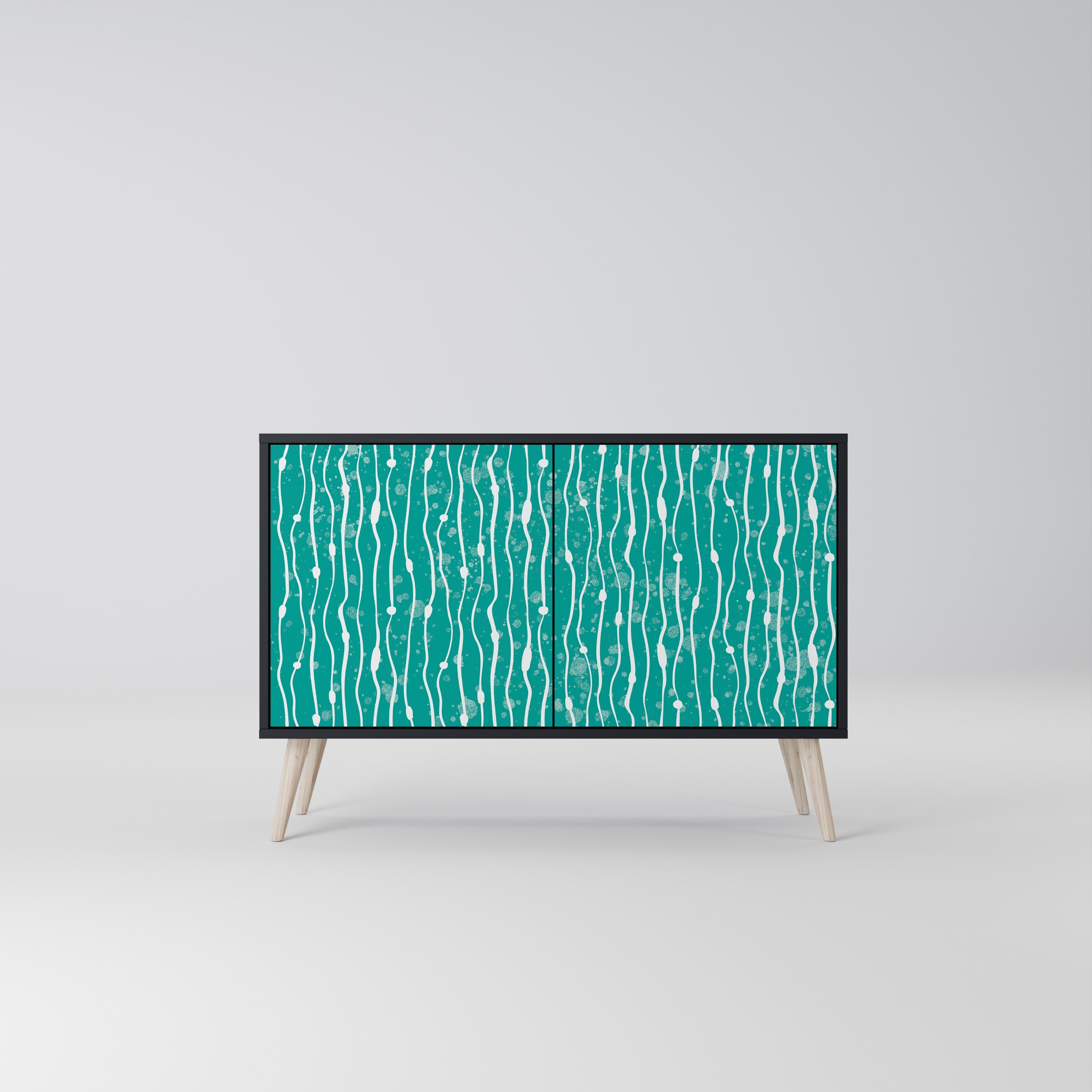 TURQUOISE RAIN 2-Door Sideboard in Black Finish