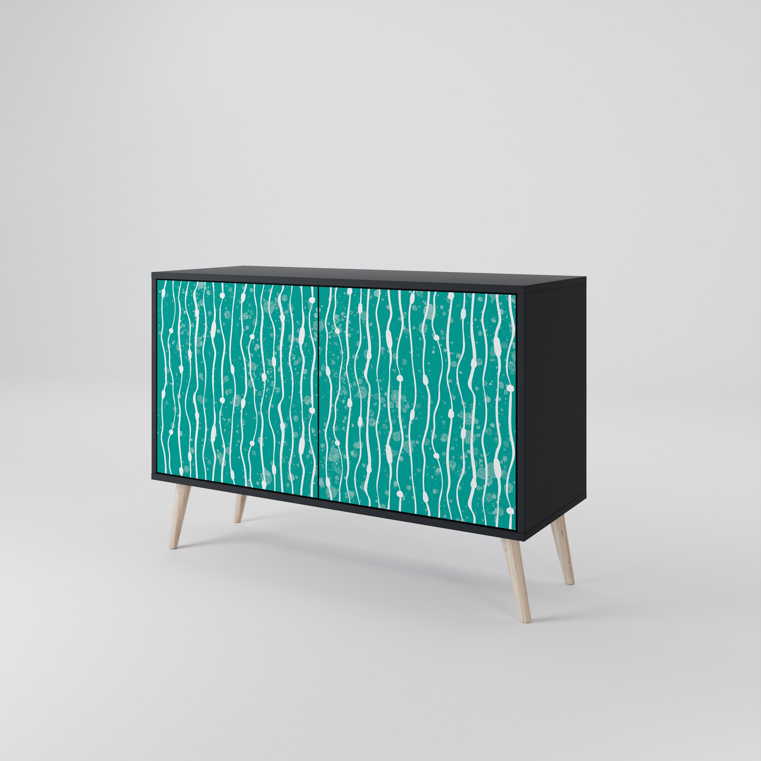 TURQUOISE RAIN Sideboard mit 2 Türen in Schwarz