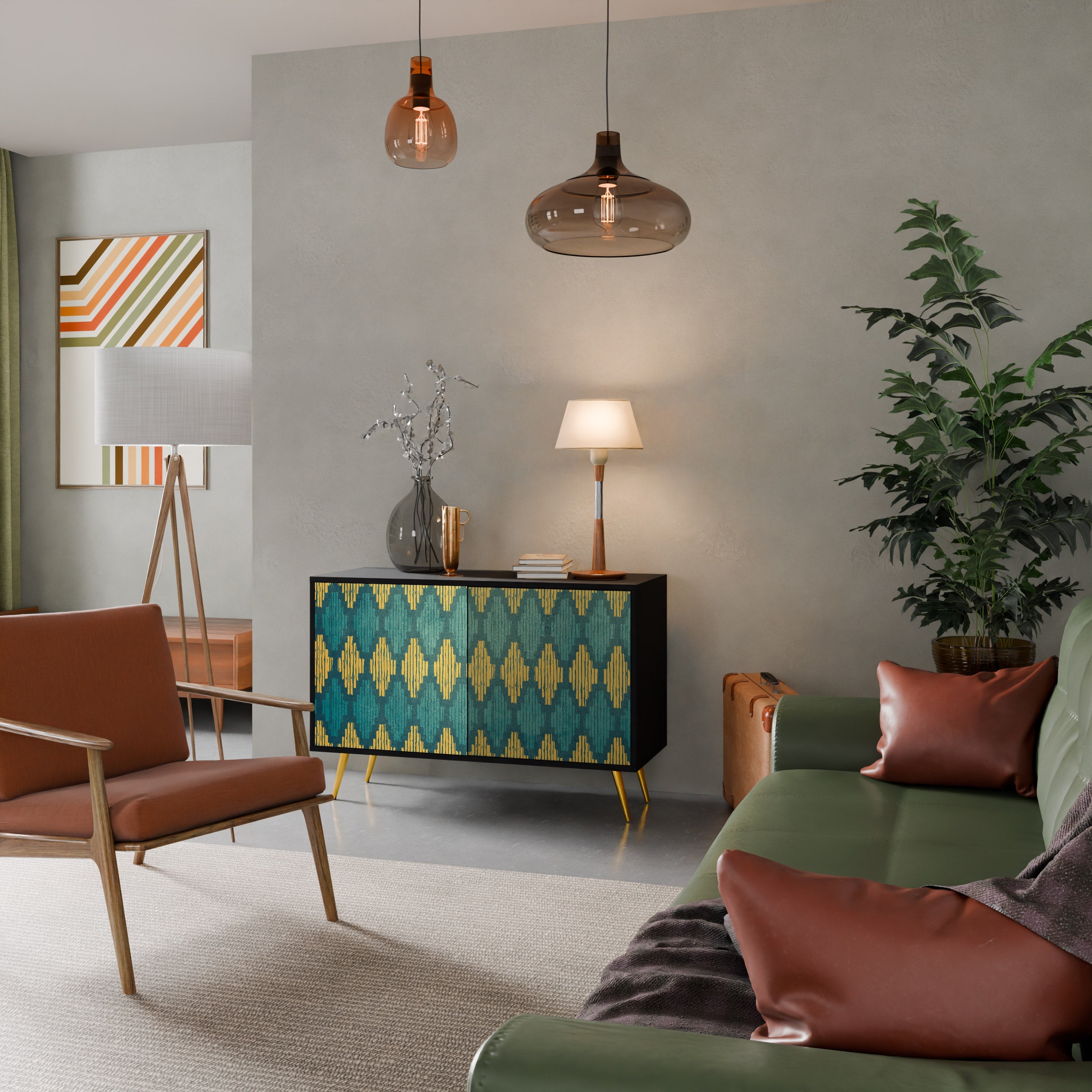 POLYGONS 2-Door Sideboard in Black Finish