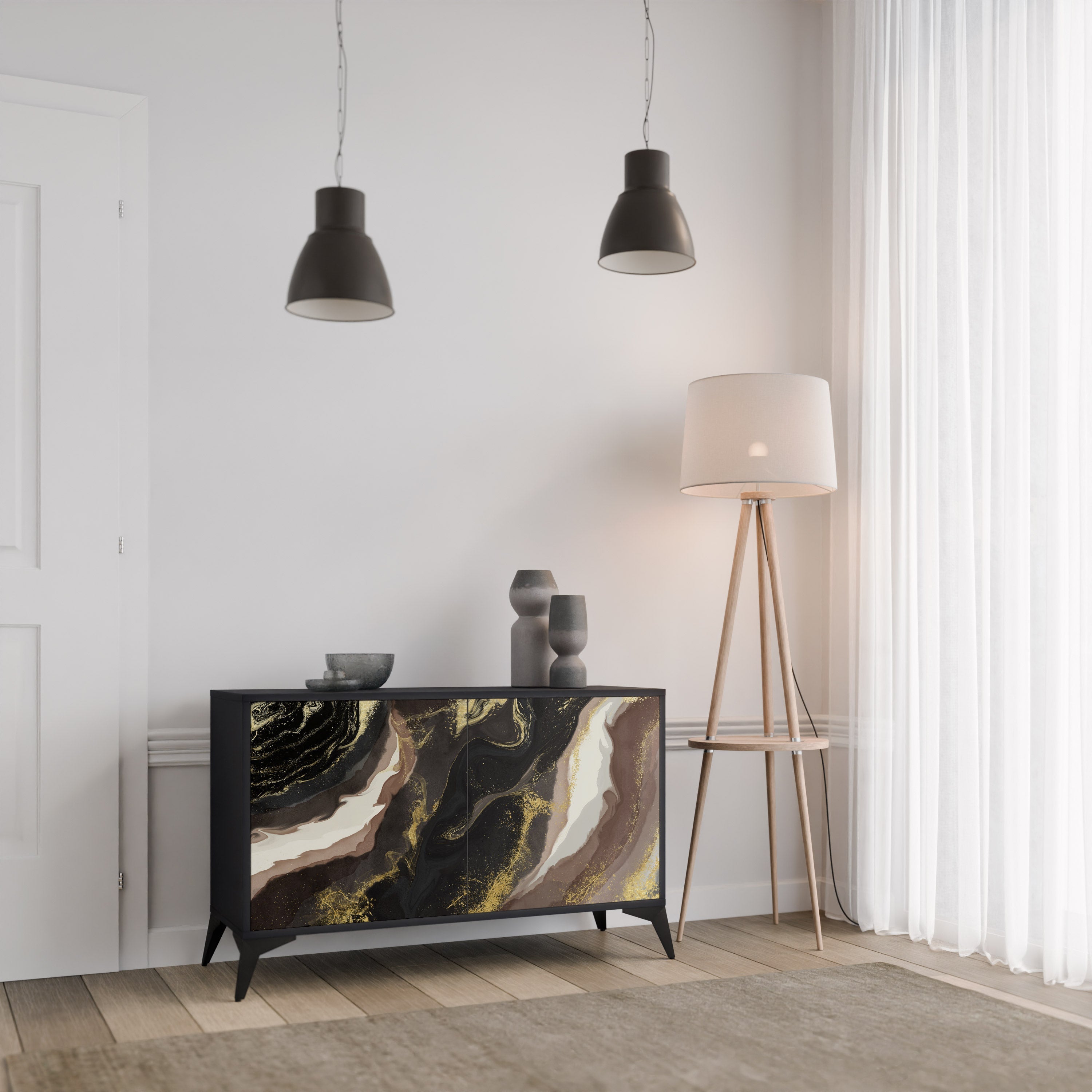 GOLD DUST Sideboard mit 2 Türen in Schwarz