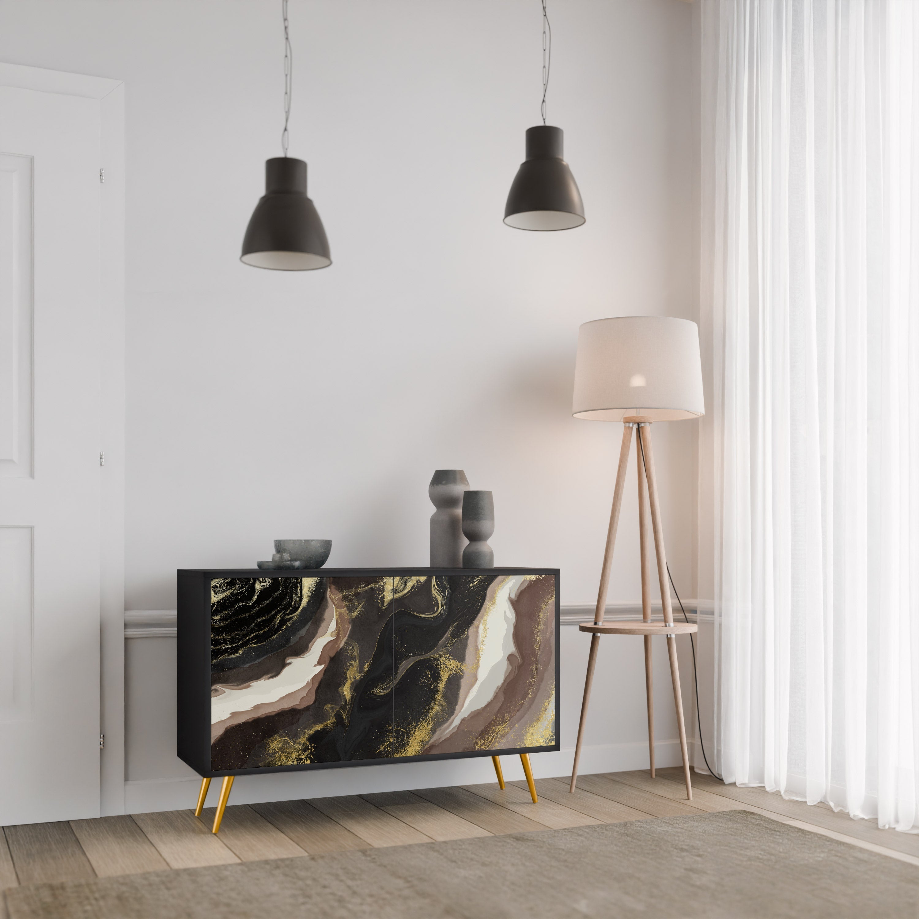 GOLD DUST Sideboard mit 2 Türen in Schwarz