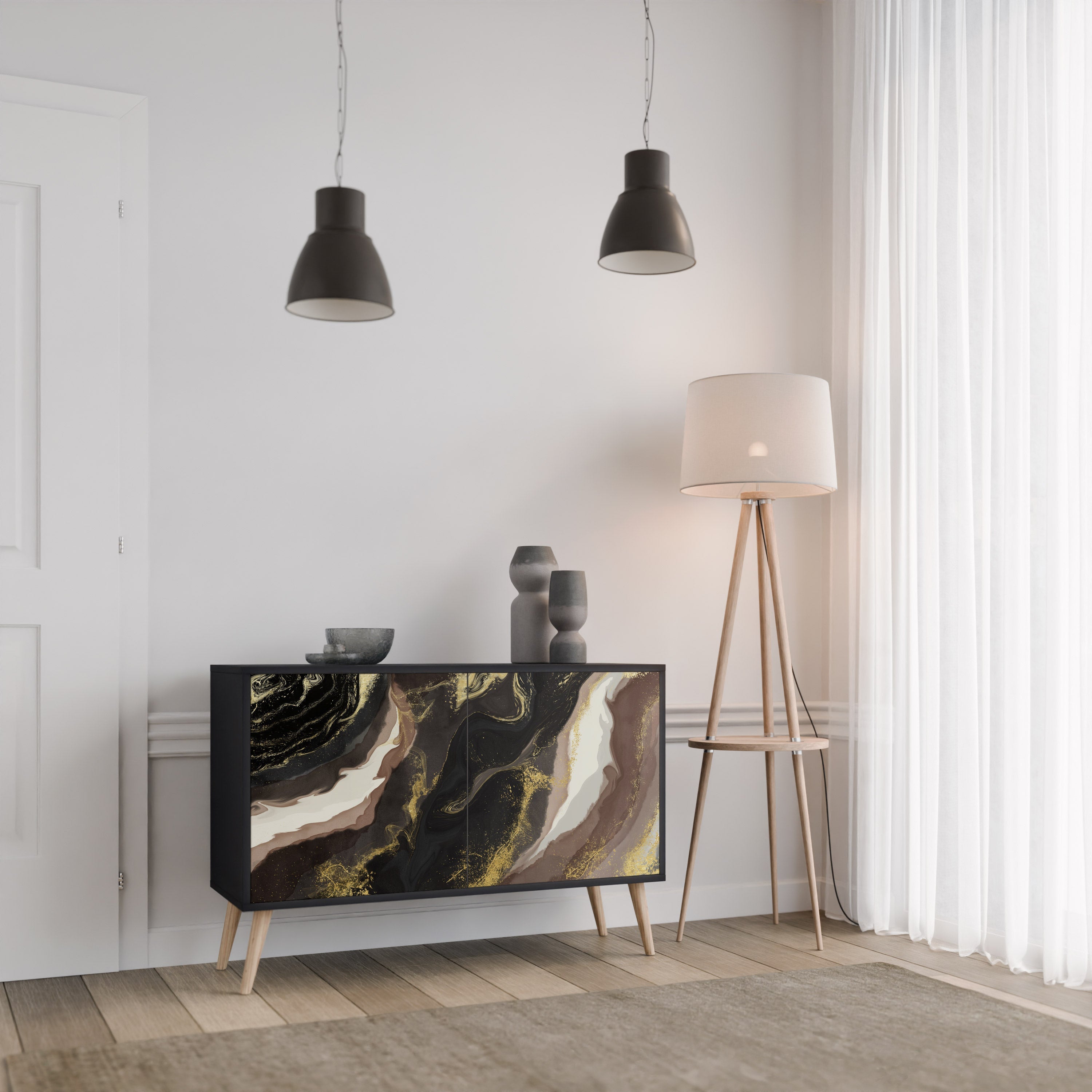 GOLD DUST Sideboard mit 2 Türen in Schwarz