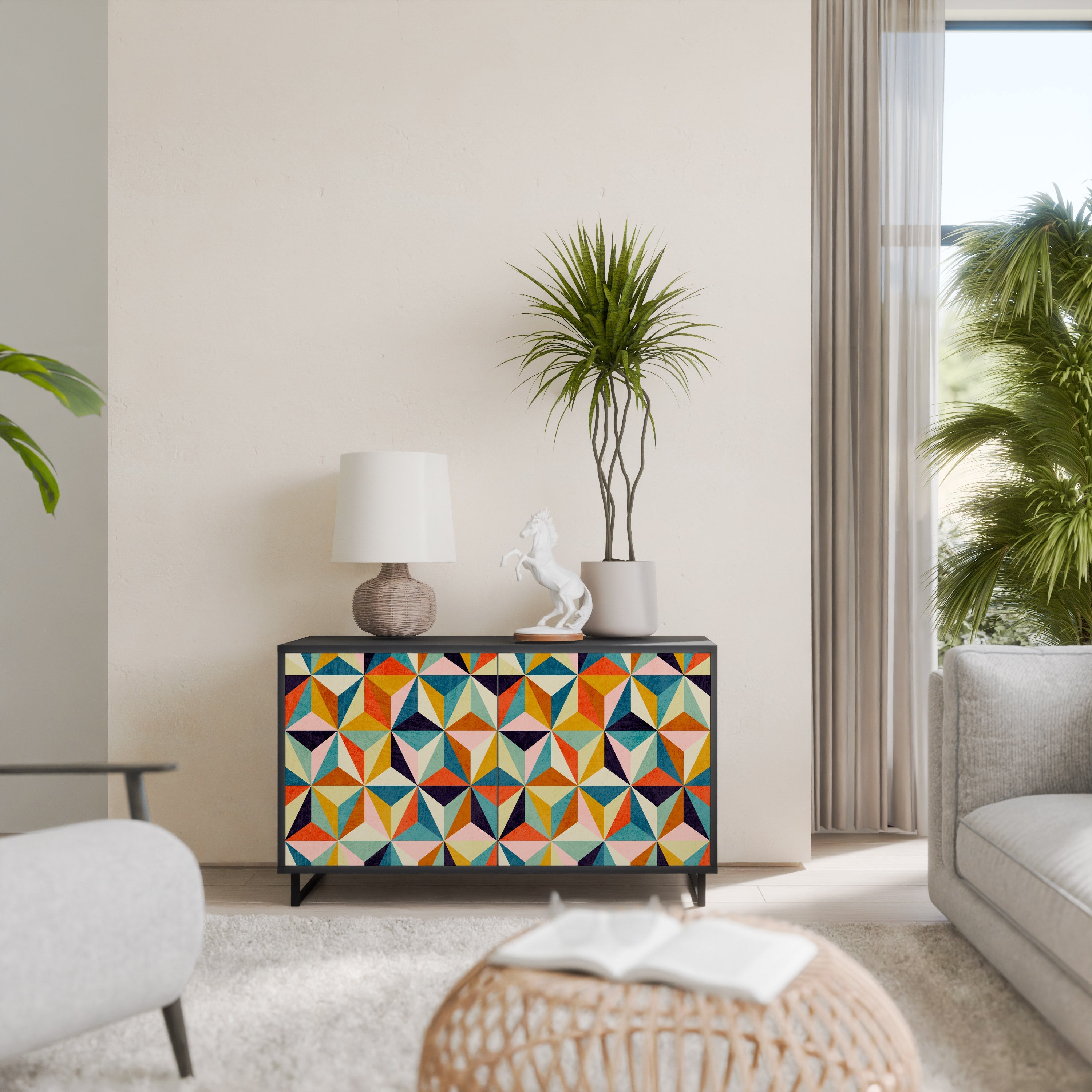 TESSELATE TREASURES Sideboard mit 2 Türen in Schwarz