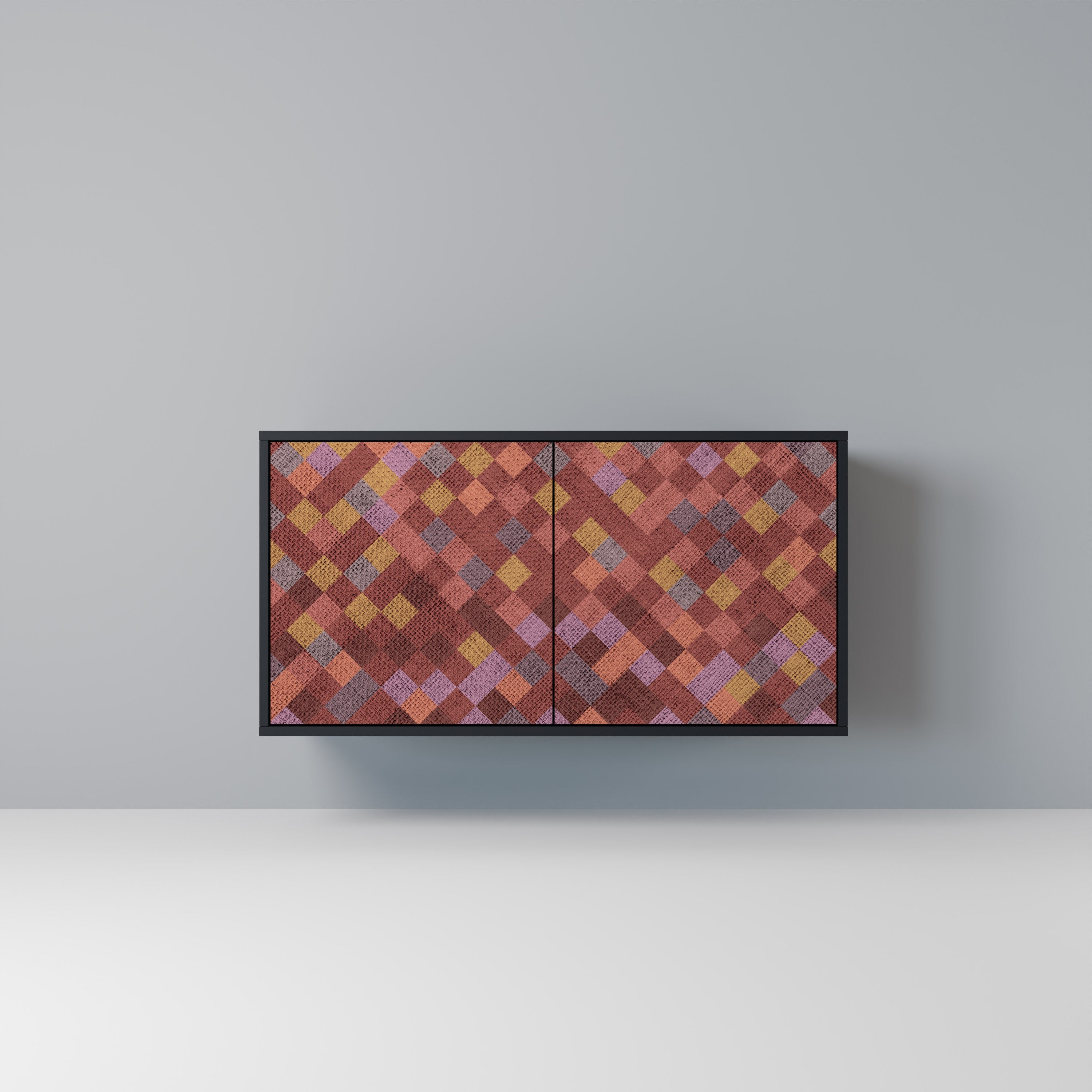 PAINTED SQUARES 2-Door Sideboard in Black Finish