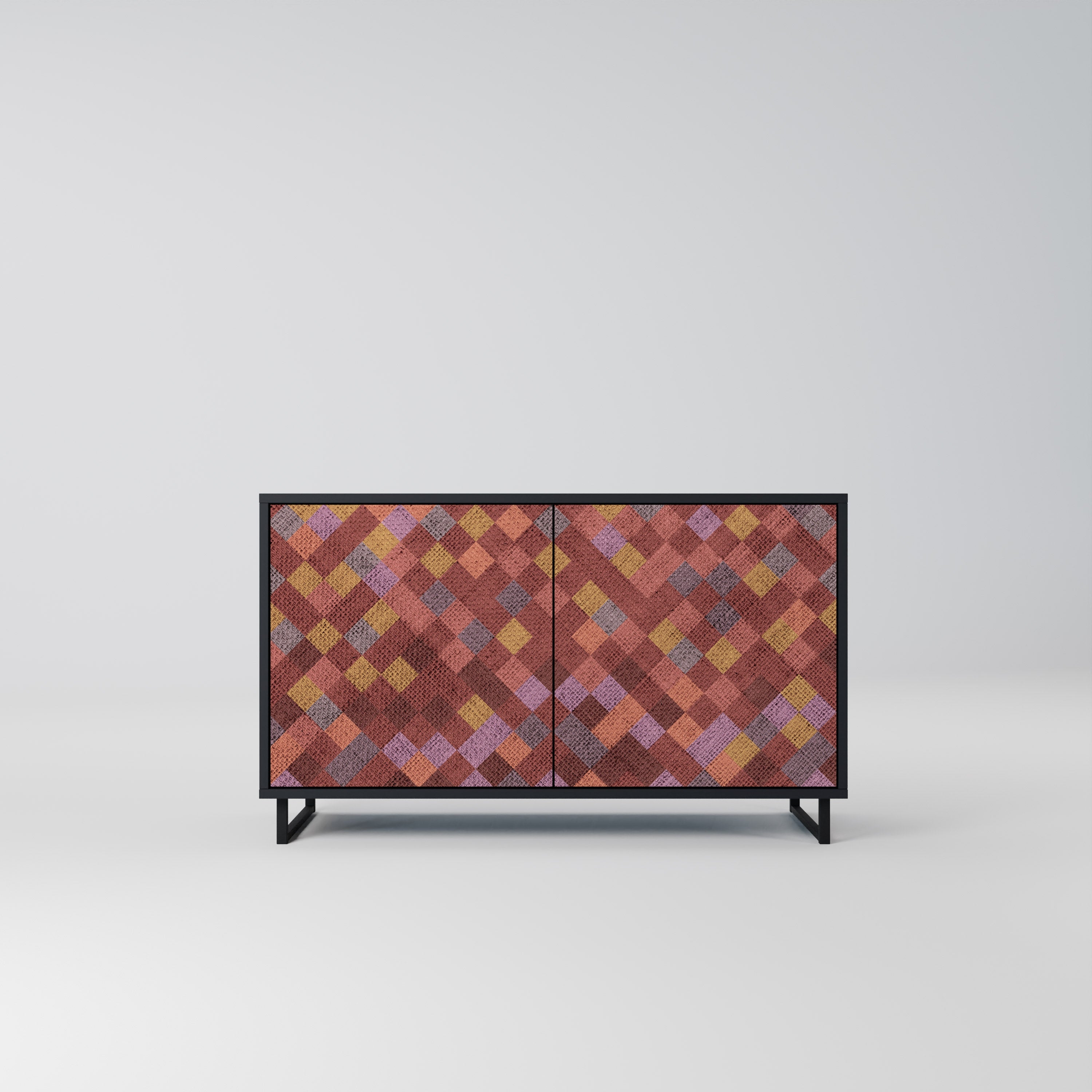 PAINTED SQUARES 2-Door Sideboard in Black Finish