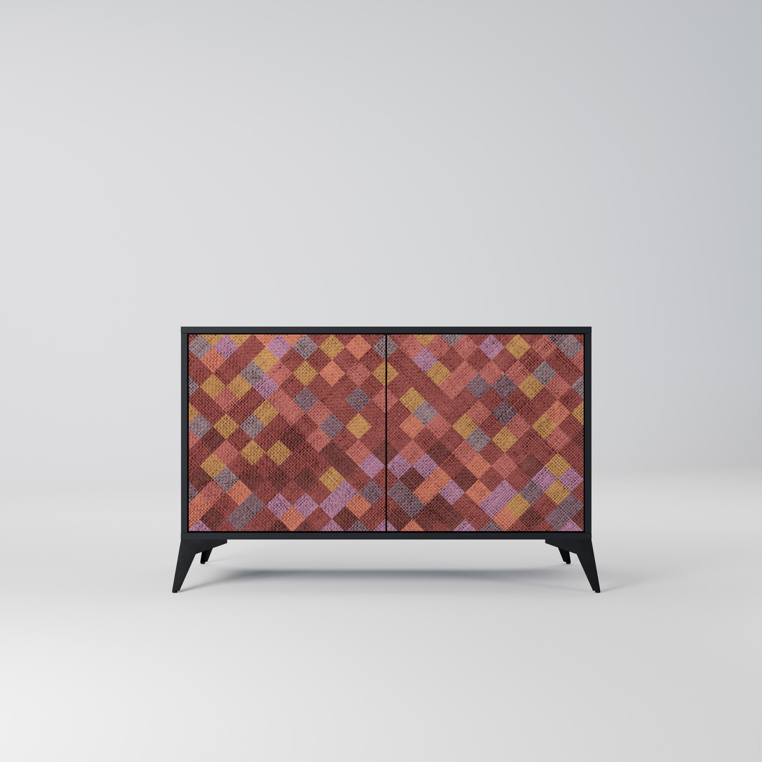 PAINTED SQUARES 2-Door Sideboard in Black Finish