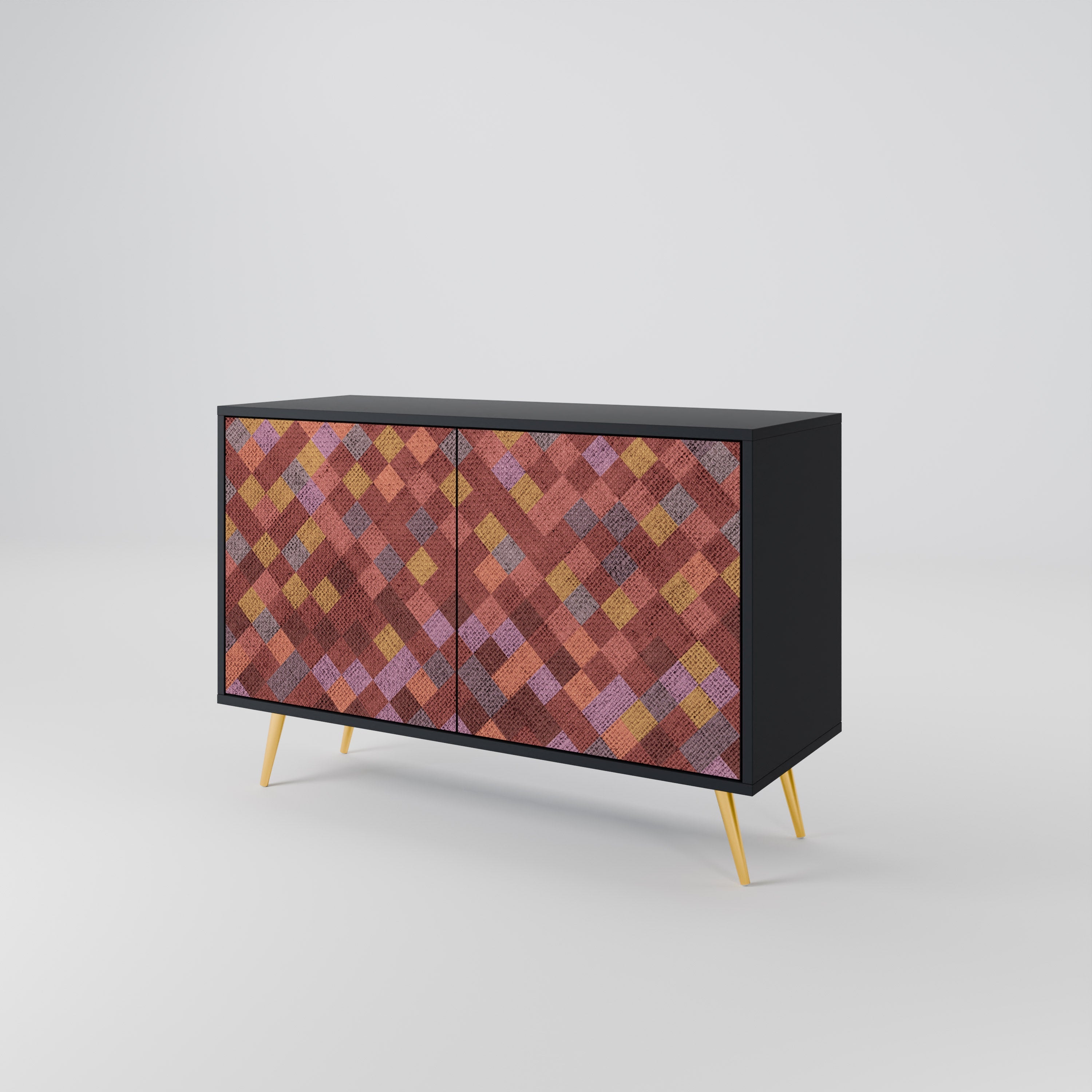 PAINTED SQUARES 2-Door Sideboard in Black Finish