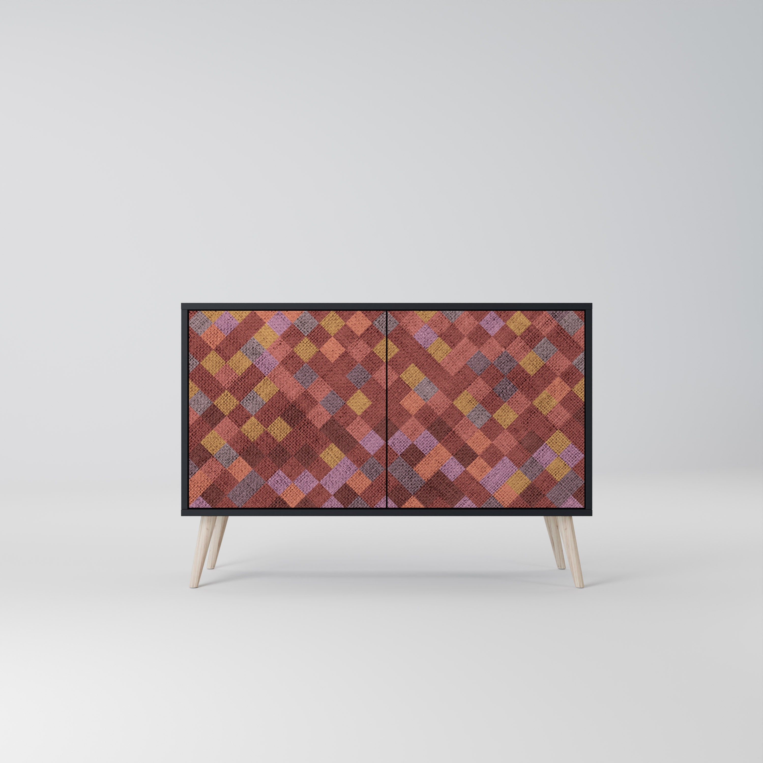 PAINTED SQUARES 2-Door Sideboard in Black Finish