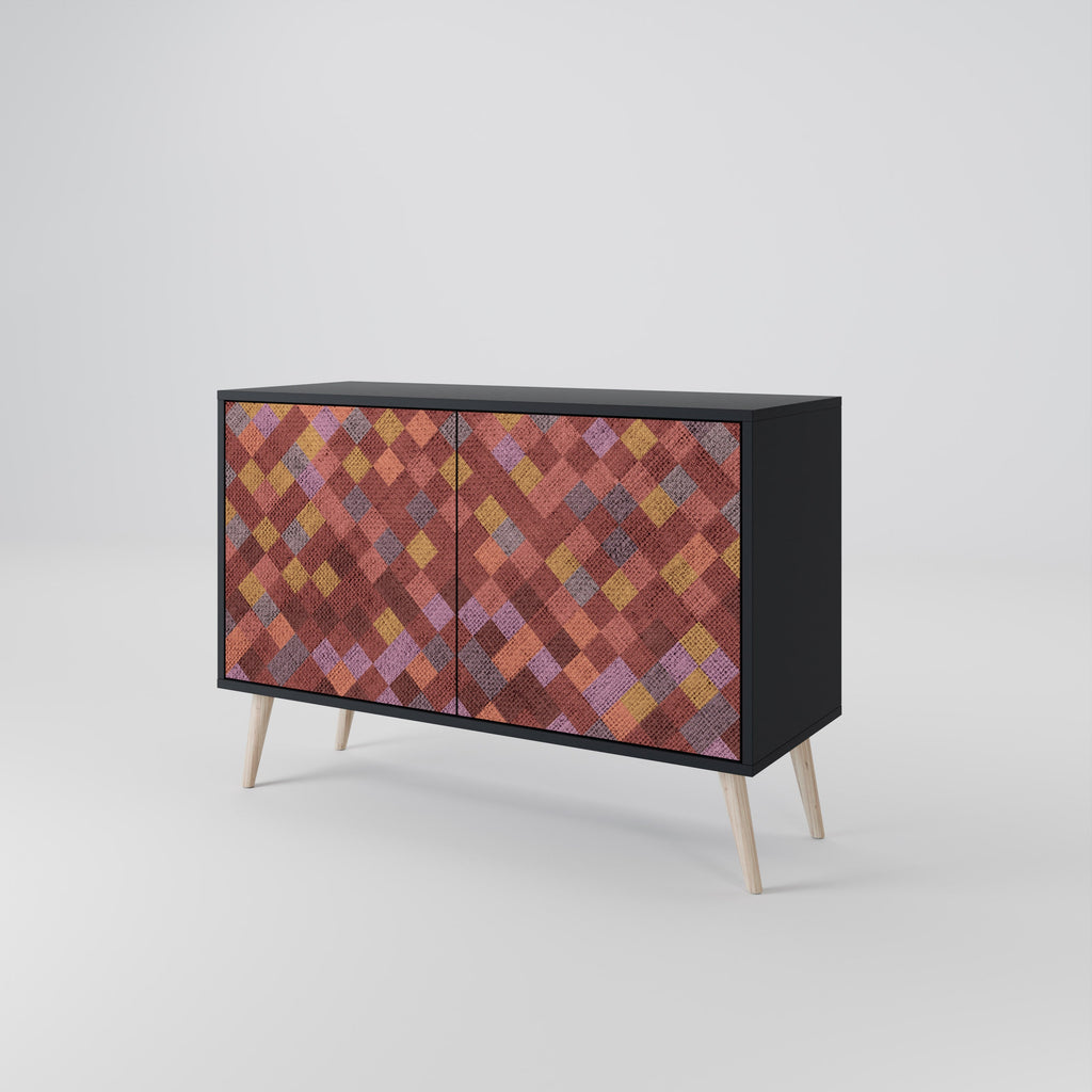 PAINTED SQUARES 2-Door Sideboard in Black Finish