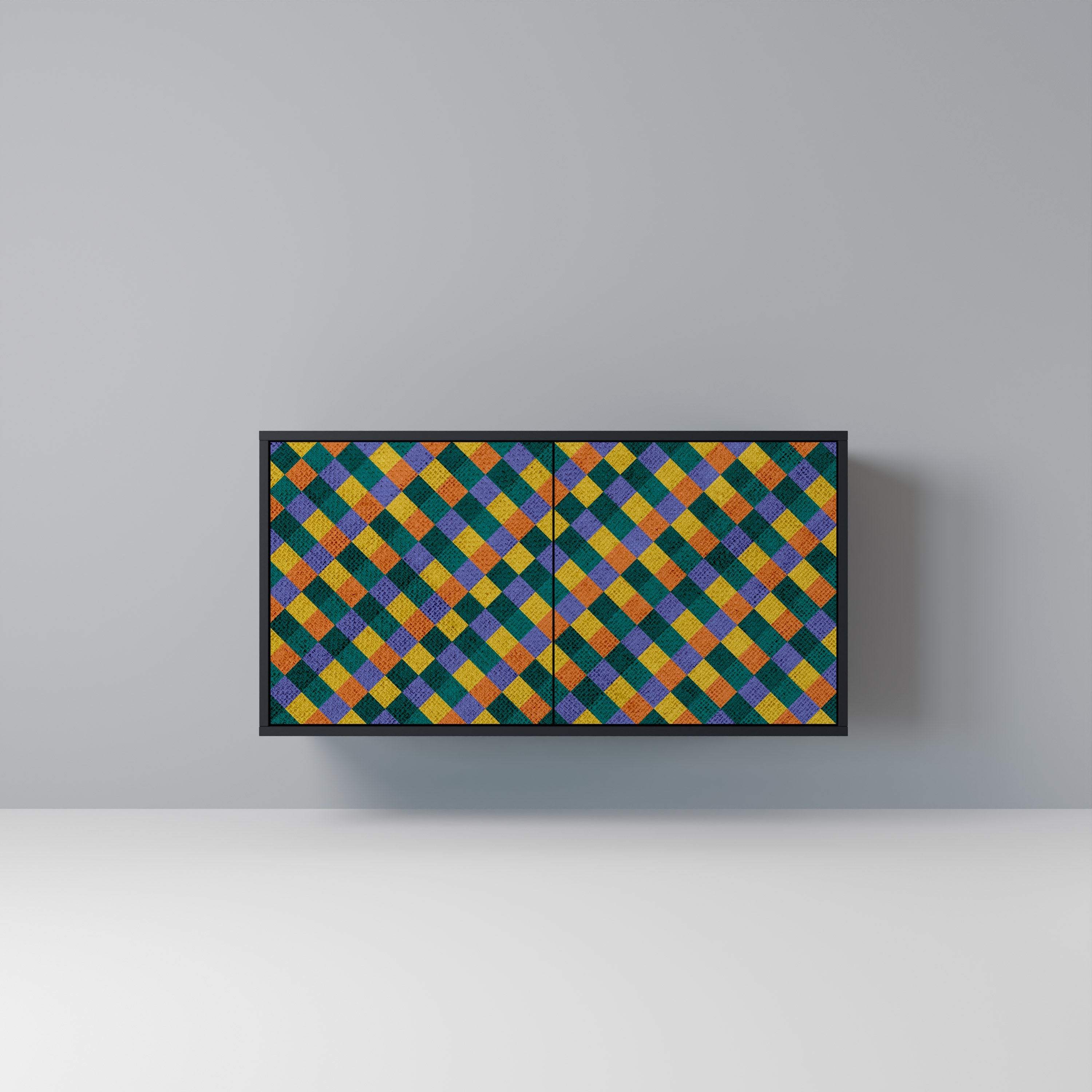 PAINTED SQUARES MIX 2-Door Sideboard in Black Finish