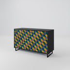 PAINTED SQUARES MIX Sideboard mit 2 Türen in Schwarz