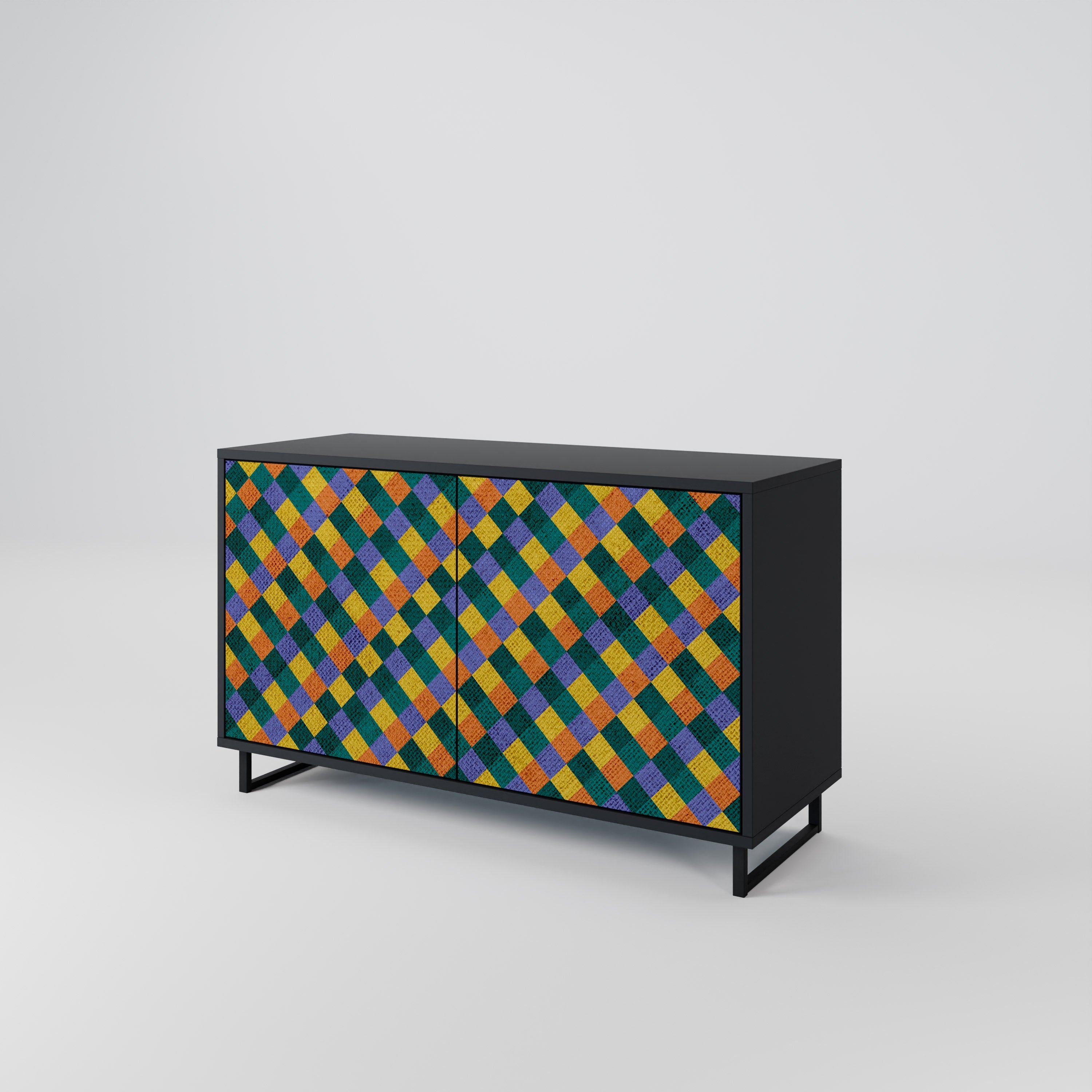 PAINTED SQUARES MIX Sideboard mit 2 Türen in Schwarz
