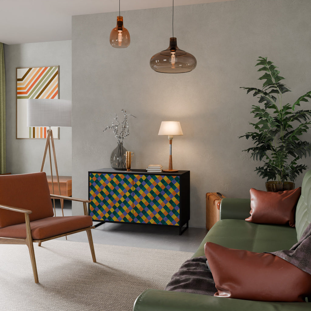 PAINTED SQUARES MIX Sideboard mit 2 Türen in Schwarz