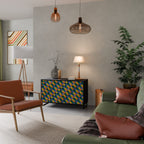 PAINTED SQUARES MIX Sideboard mit 2 Türen in Schwarz