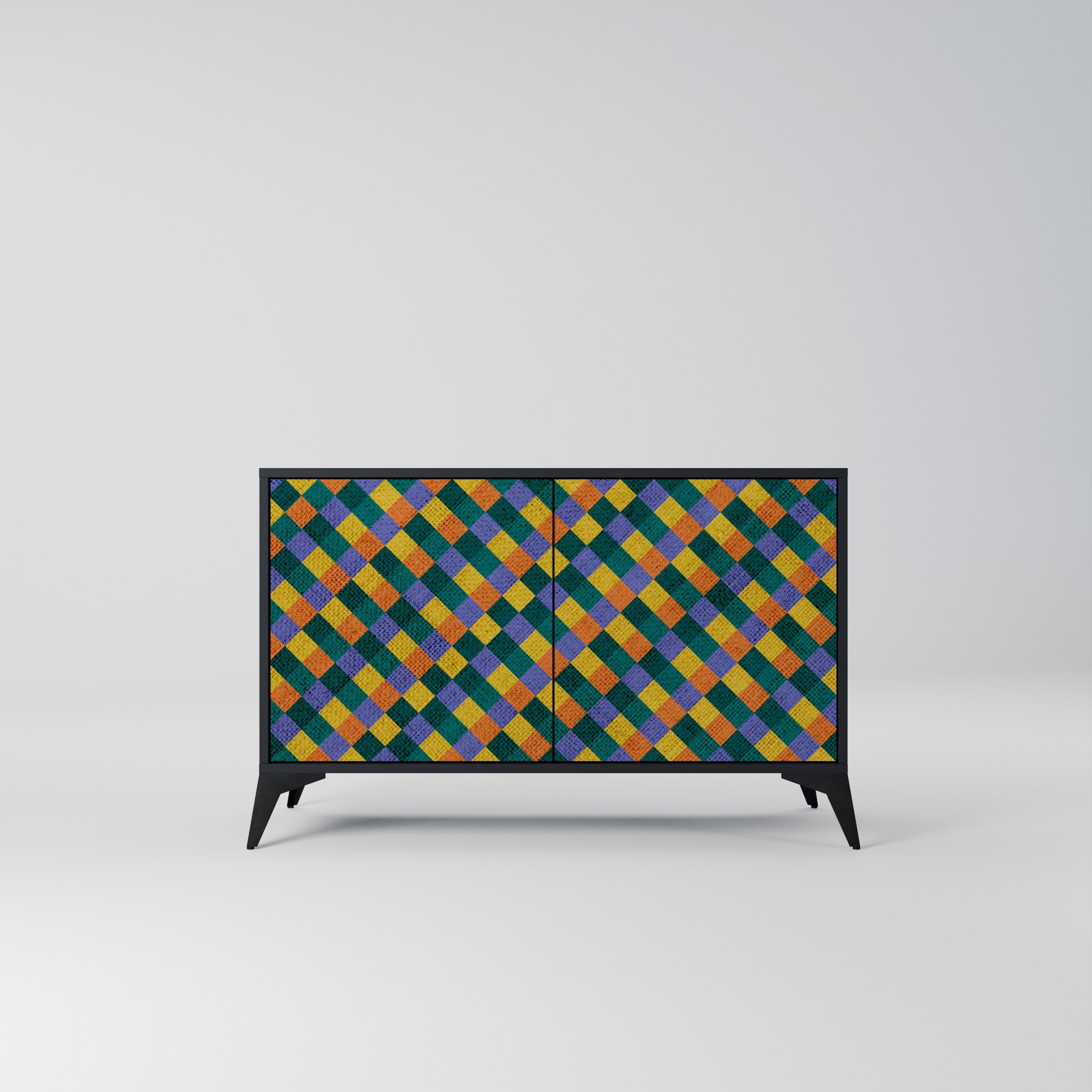 PAINTED SQUARES MIX 2-Door Sideboard in Black Finish