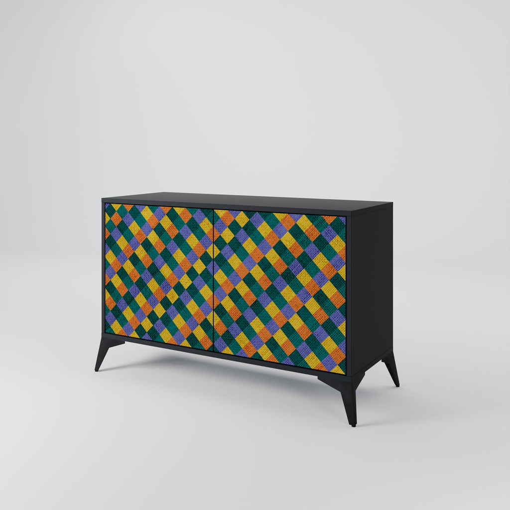 PAINTED SQUARES MIX Sideboard mit 2 Türen in Schwarz