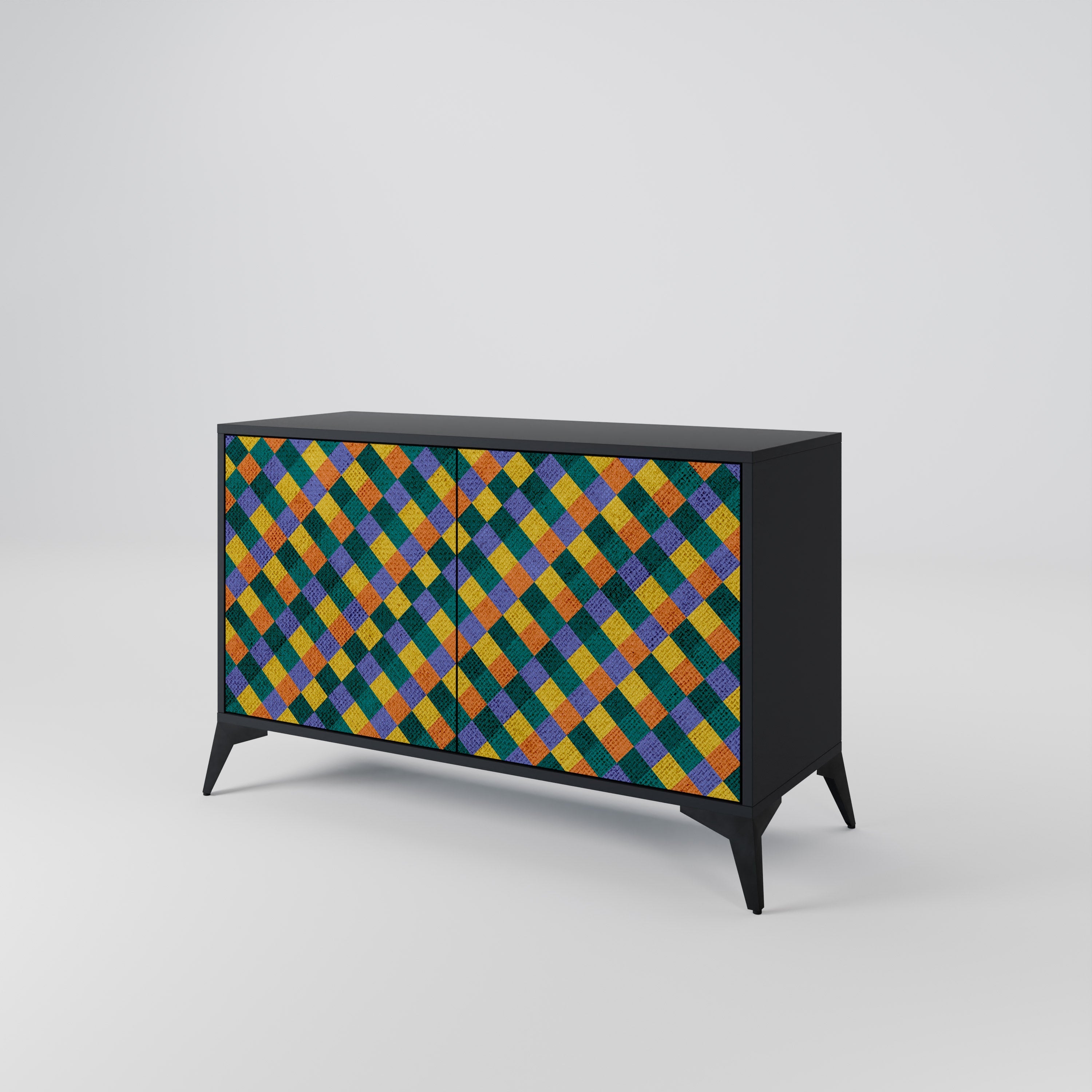 PAINTED SQUARES MIX Sideboard mit 2 Türen in Schwarz