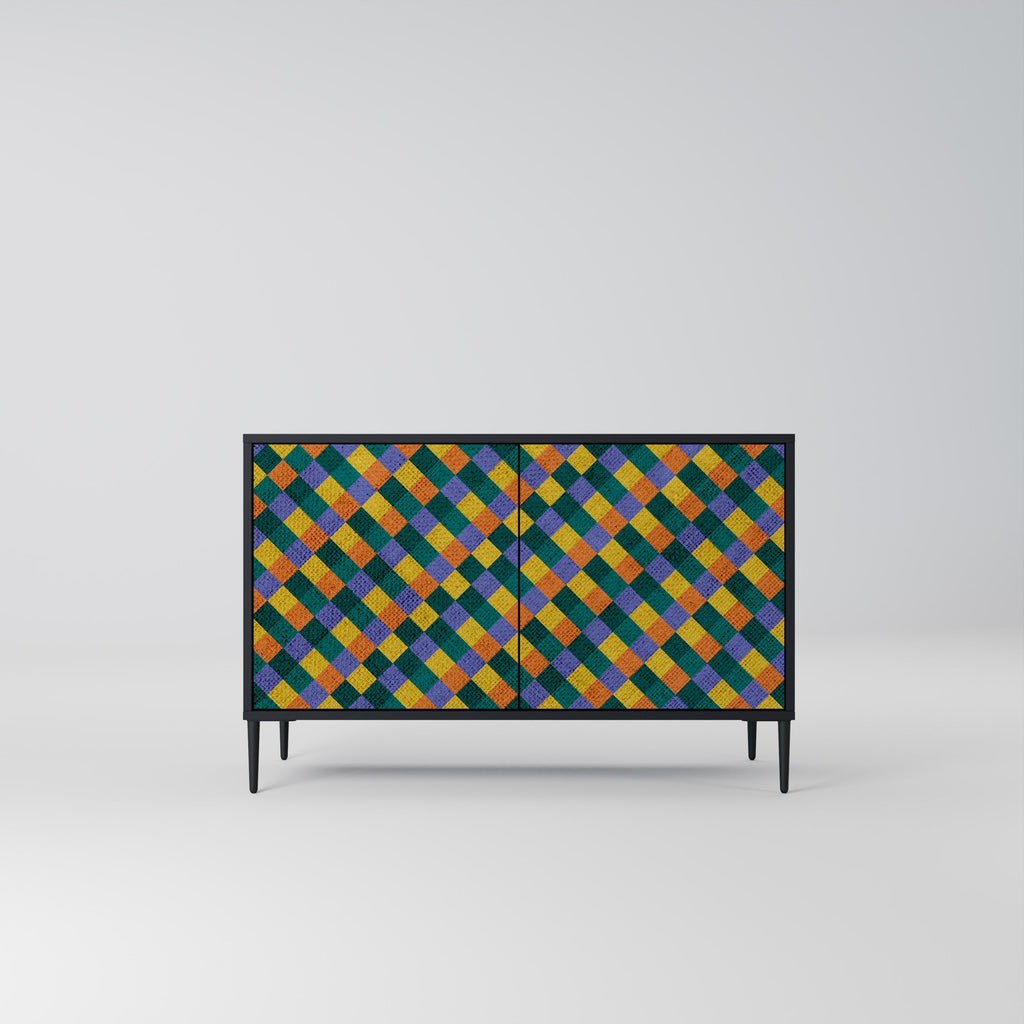 PAINTED SQUARES MIX Sideboard mit 2 Türen in Schwarz