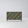 PAINTED SQUARES MIX Sideboard mit 2 Türen in Schwarz