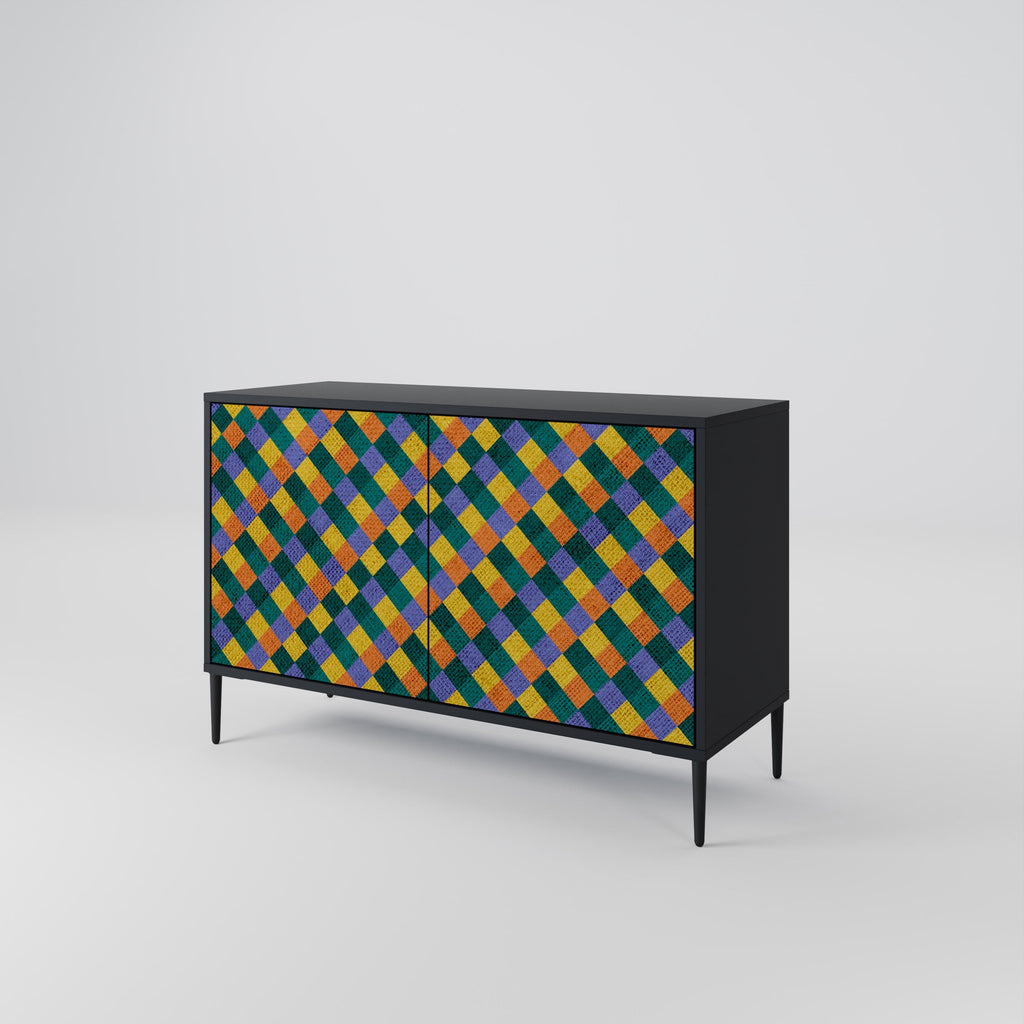 PAINTED SQUARES MIX Sideboard mit 2 Türen in Schwarz