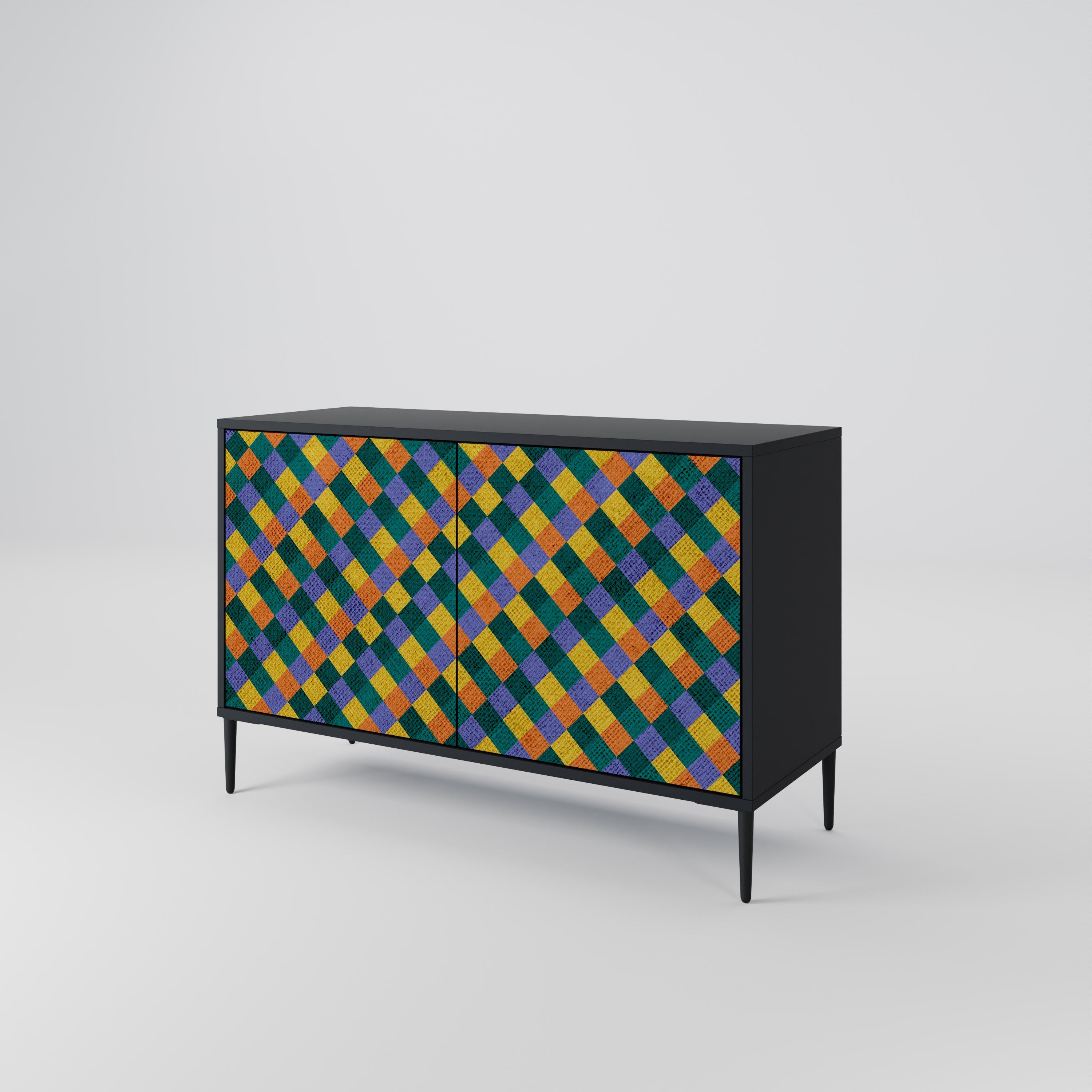 PAINTED SQUARES MIX 2-Door Sideboard in Black Finish