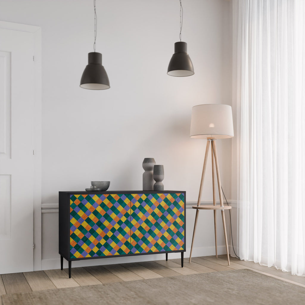 PAINTED SQUARES MIX Sideboard mit 2 Türen in Schwarz