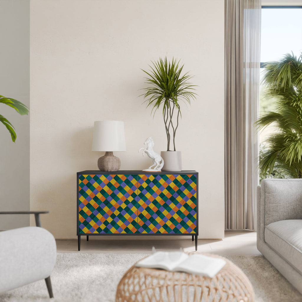 PAINTED SQUARES MIX Sideboard mit 2 Türen in Schwarz