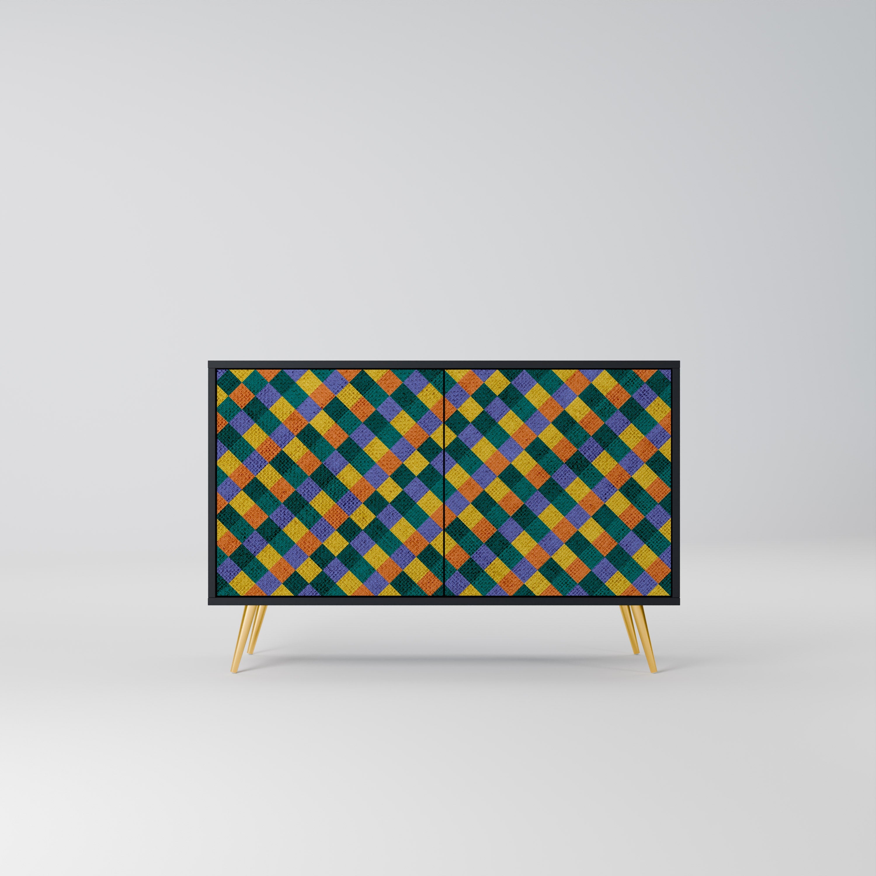 PAINTED SQUARES MIX 2-Door Sideboard in Black Finish