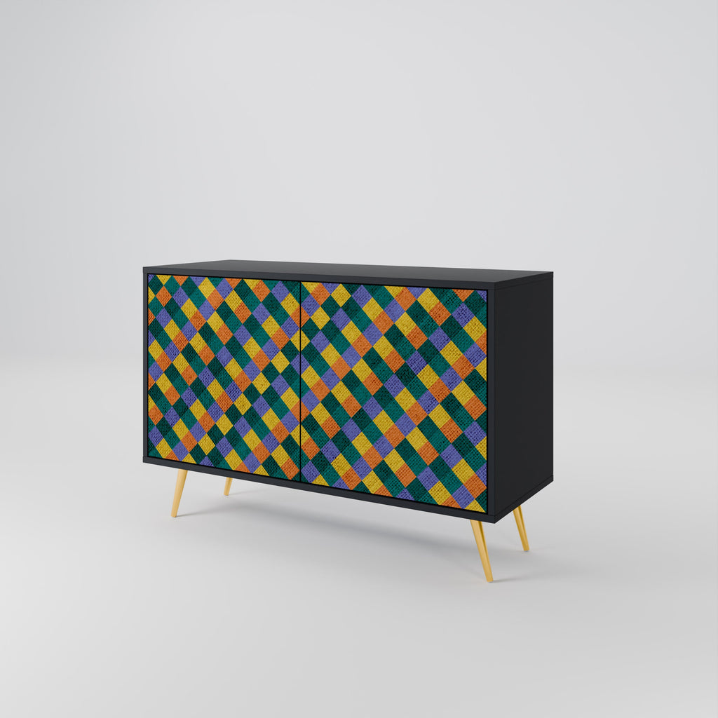 PAINTED SQUARES MIX Sideboard mit 2 Türen in Schwarz