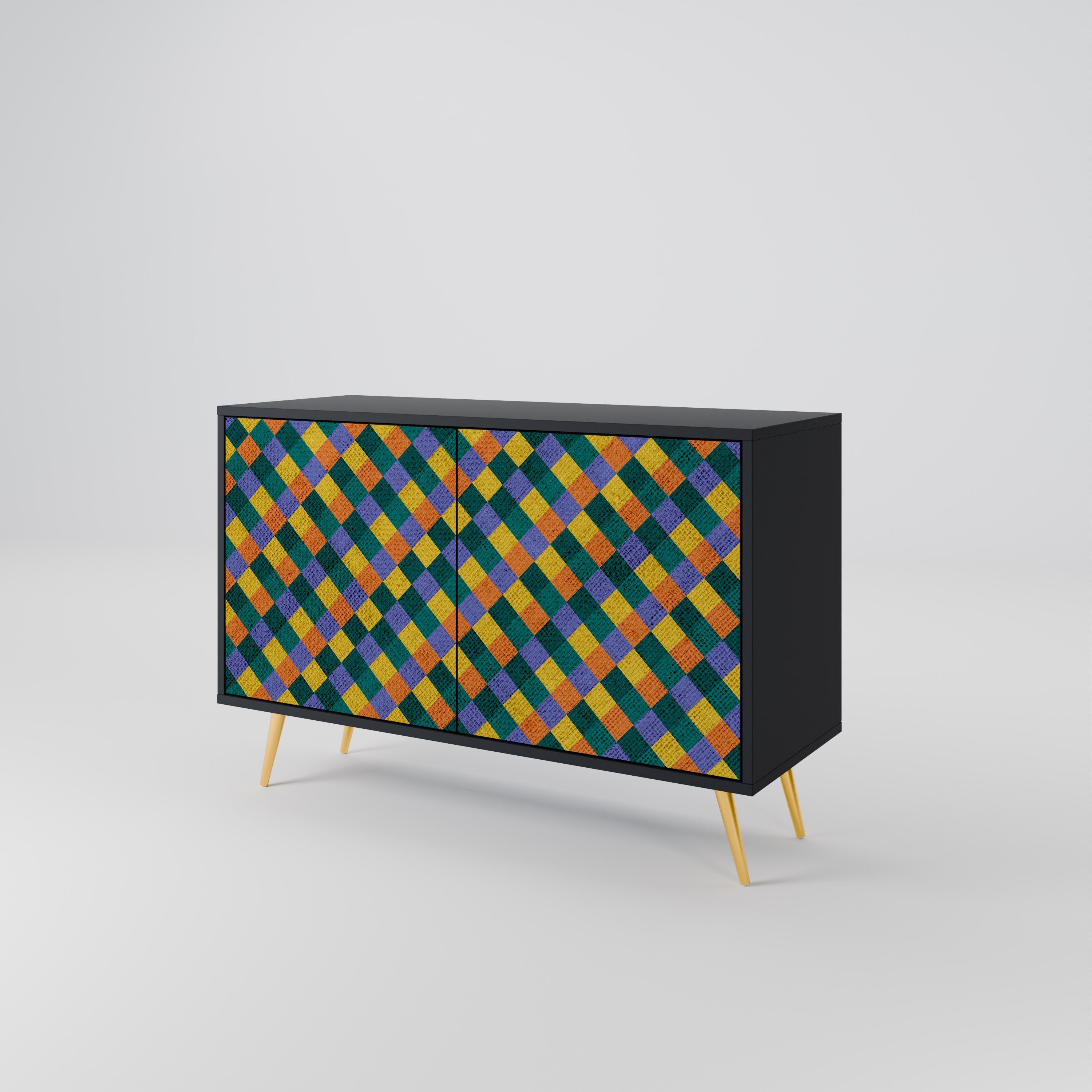 PAINTED SQUARES MIX Sideboard mit 2 Türen in Schwarz
