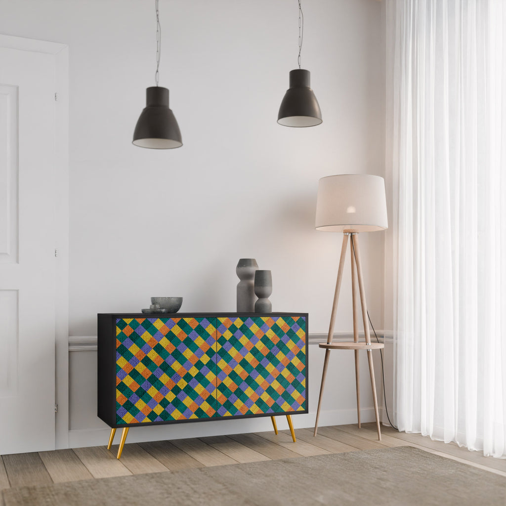 PAINTED SQUARES MIX Sideboard mit 2 Türen in Schwarz
