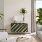 PAINTED SQUARES MIX Sideboard mit 2 Türen in Schwarz