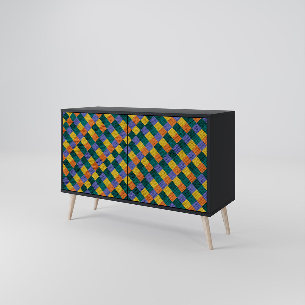 PAINTED SQUARES MIX Sideboard mit 2 Türen in Schwarz