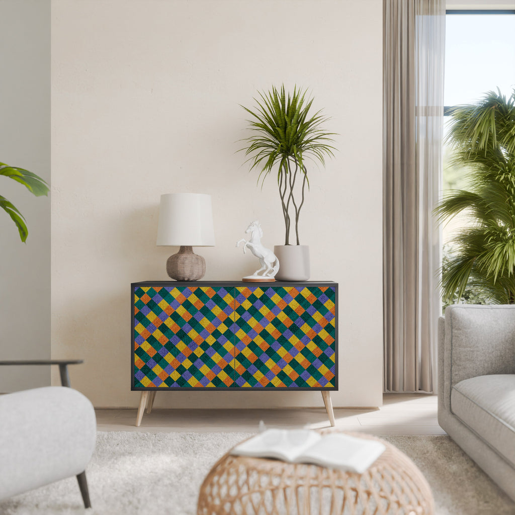 PAINTED SQUARES MIX Sideboard mit 2 Türen in Schwarz