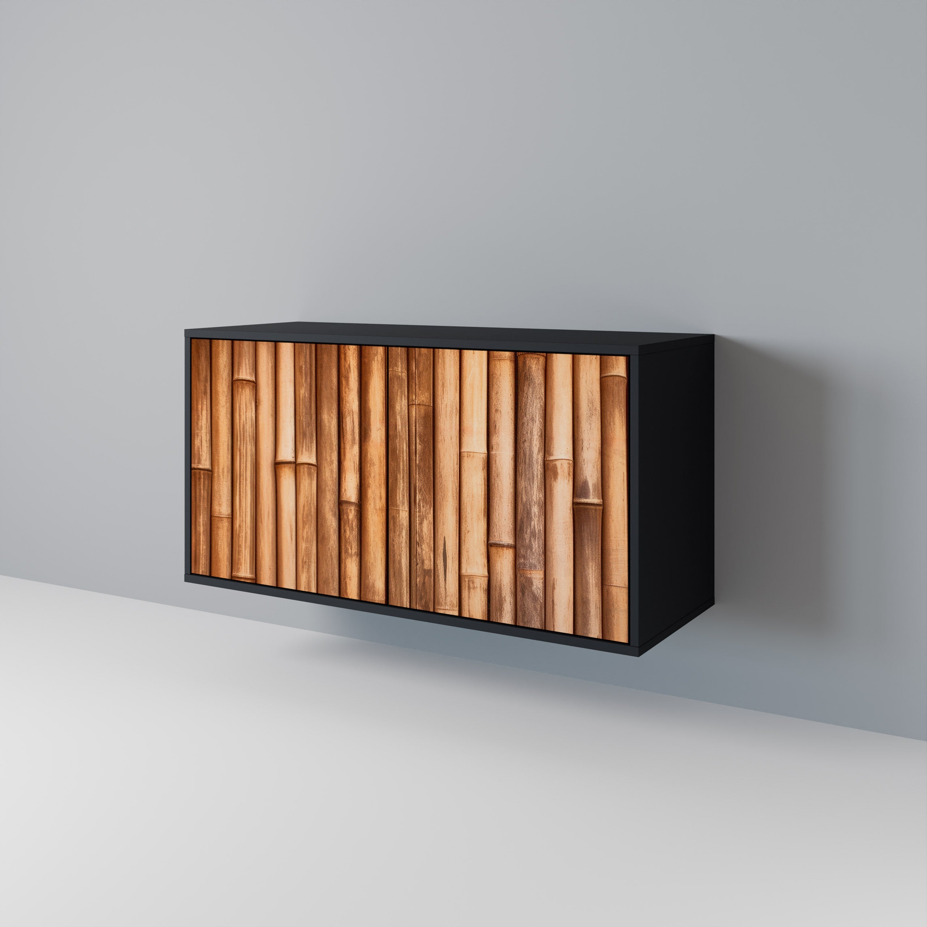 NATURAL WOOD Sideboard mit 2 Türen in Schwarz