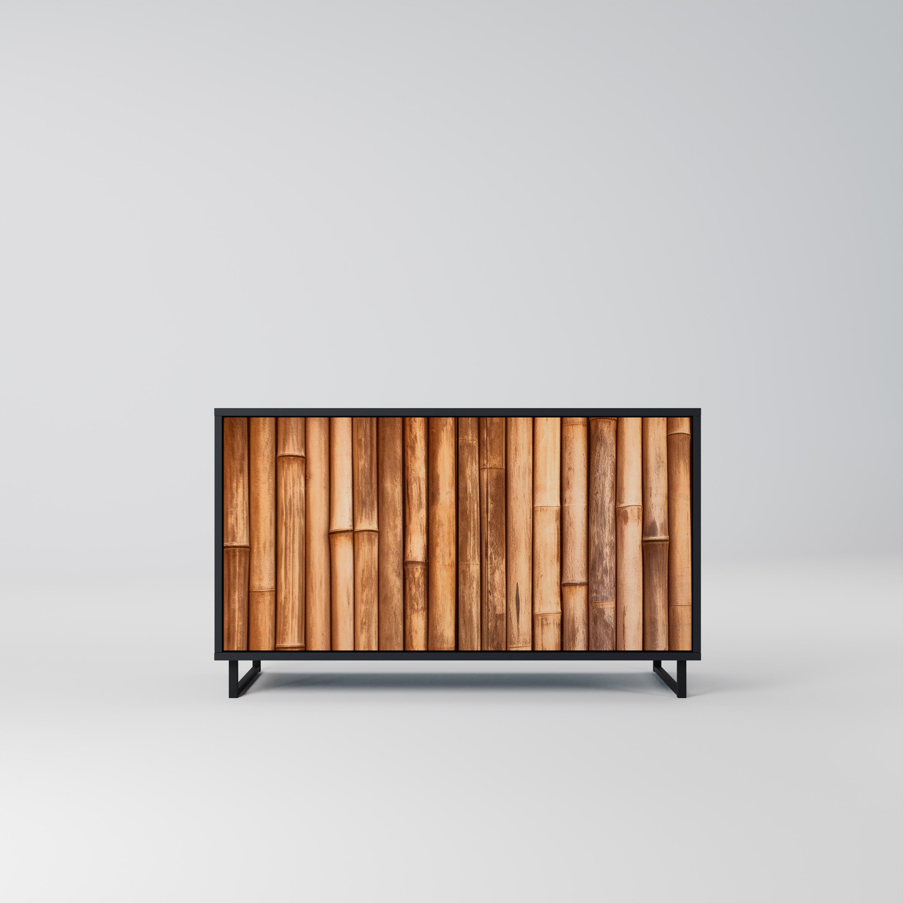 NATURAL WOOD 2-Door Sideboard in Black Finish