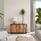 NATURAL WOOD Sideboard mit 2 Türen in Schwarz