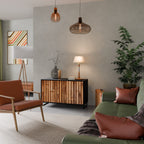 NATURAL WOOD Sideboard mit 2 Türen in Schwarz