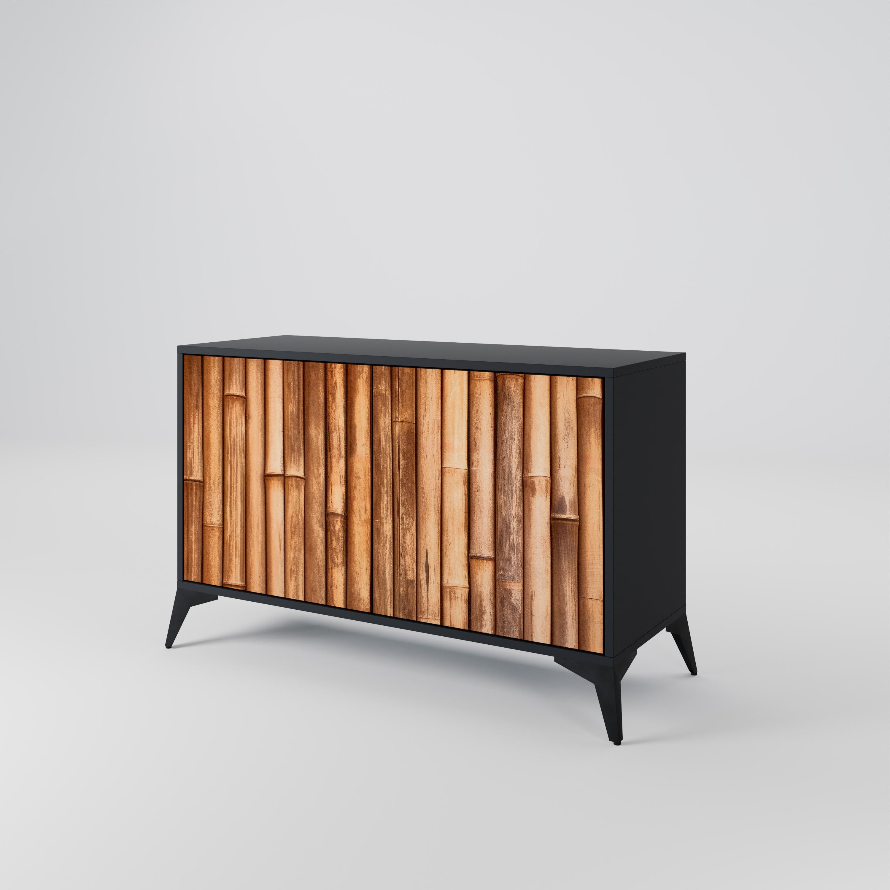 NATURAL WOOD Sideboard mit 2 Türen in Schwarz