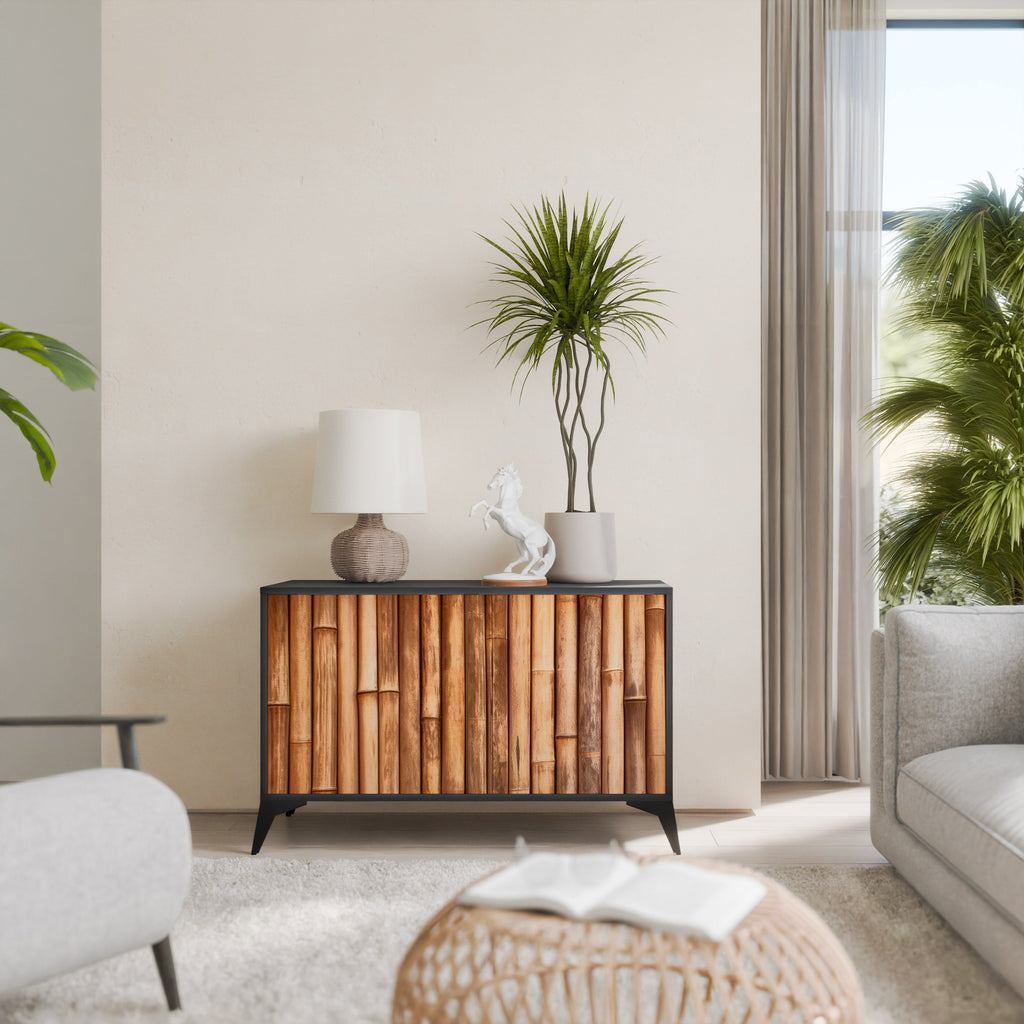 NATURAL WOOD Sideboard mit 2 Türen in Schwarz