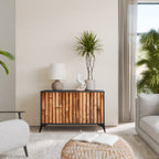 NATURAL WOOD Sideboard mit 2 Türen in Schwarz