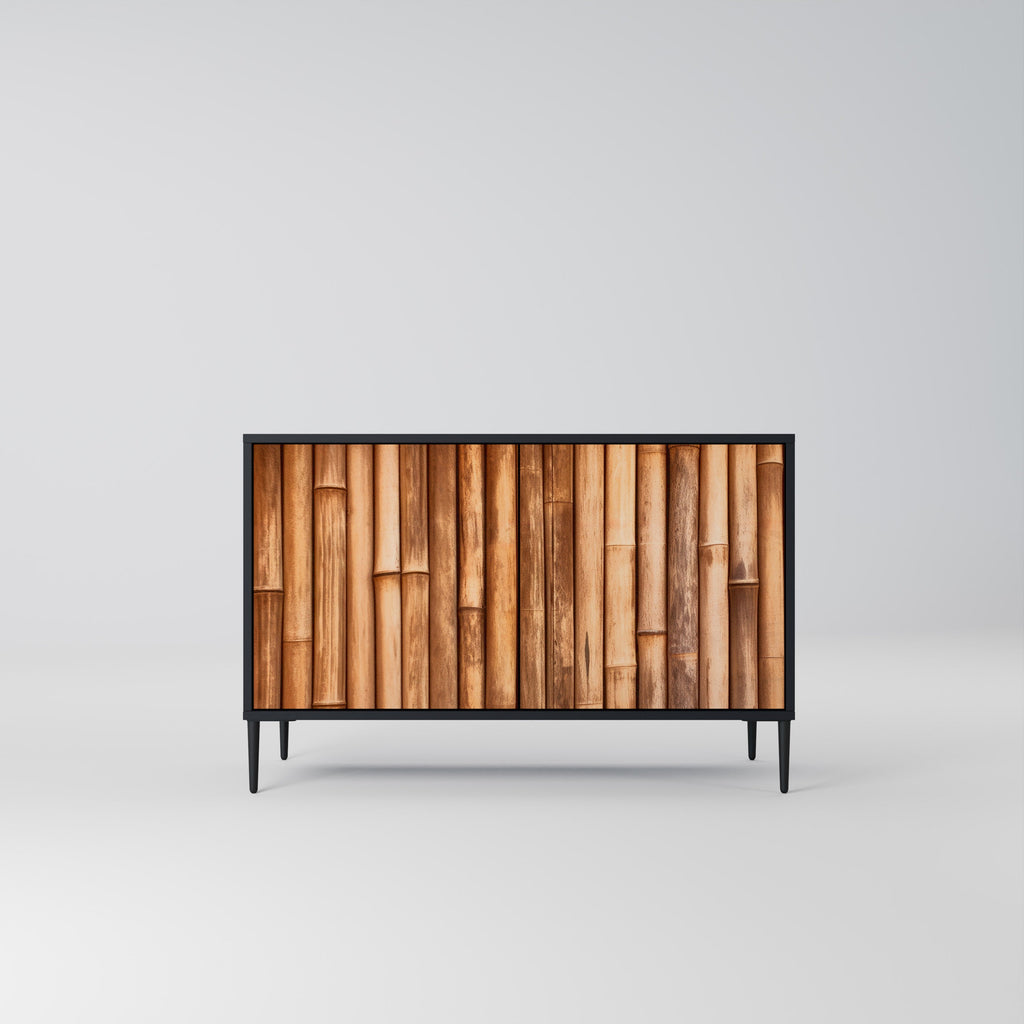 NATURAL WOOD Sideboard mit 2 Türen in Schwarz